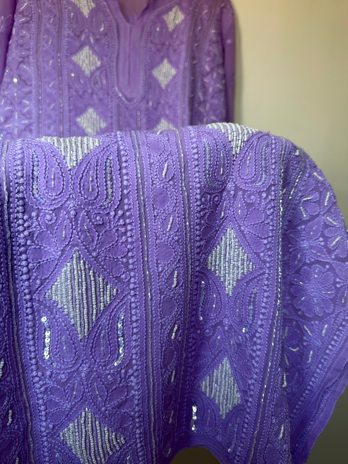 Viral Pearl & Cutdana Chikankari Suit Set - Lilac