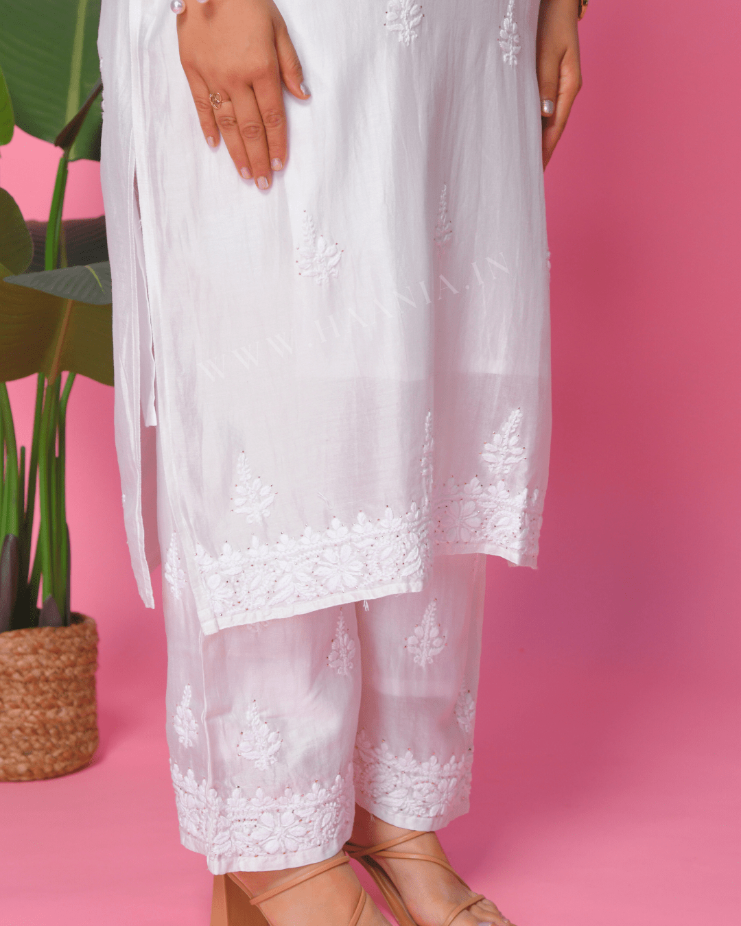 Jasmine Handcrafted Chikankari Chanderi Suit Set