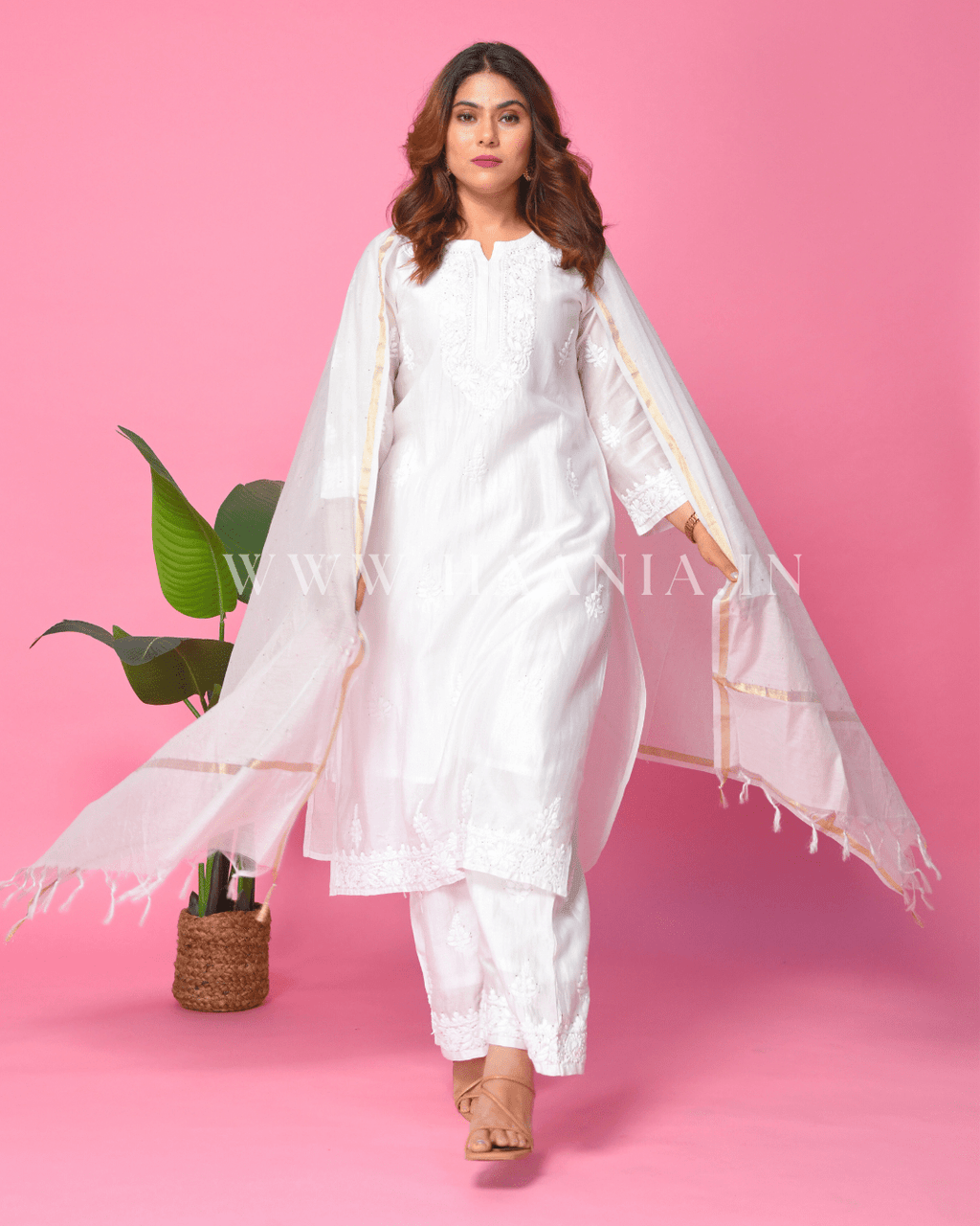 Jasmine Handcrafted Chikankari Chanderi Suit Set