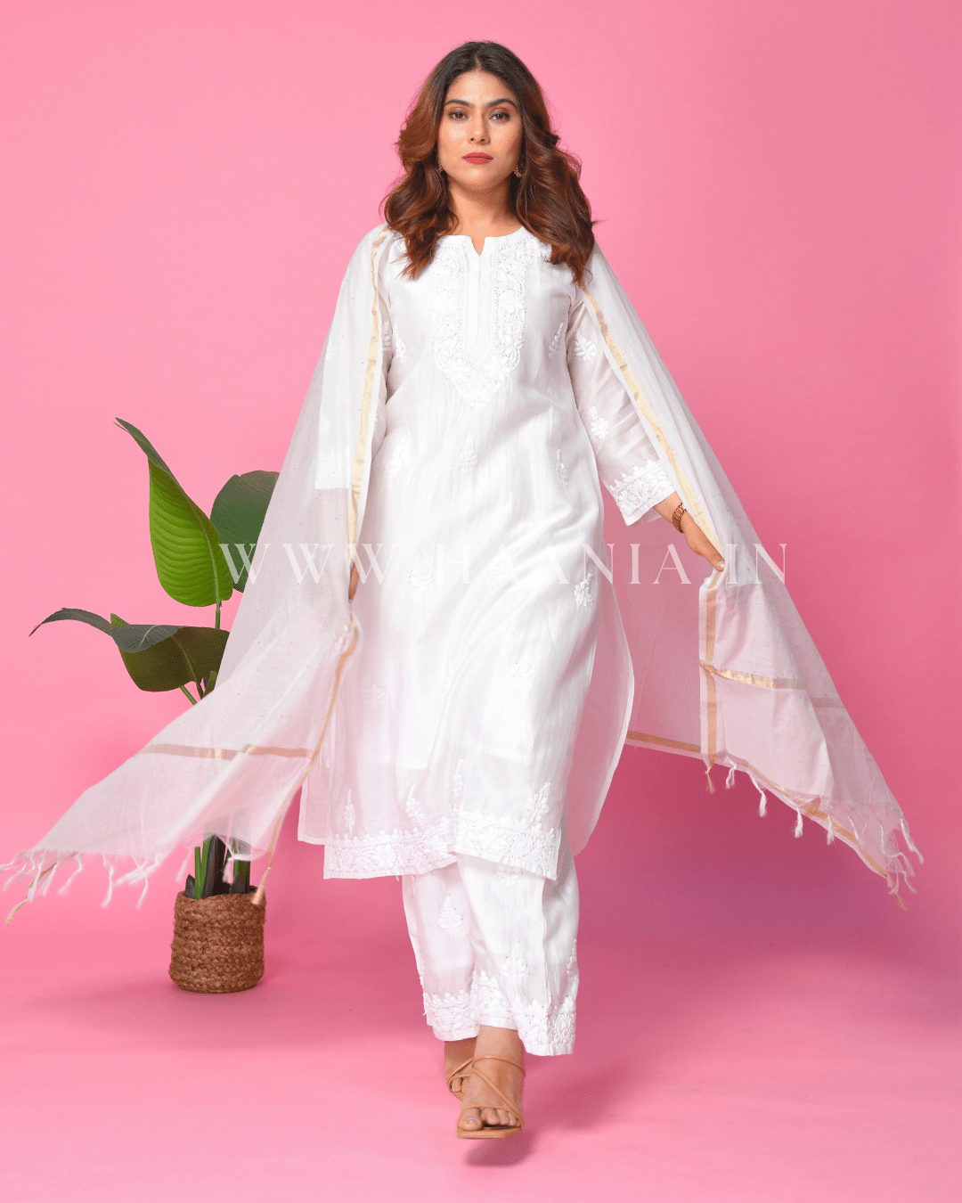 Jasmine Handcrafted Chikankari Chanderi Suit Set