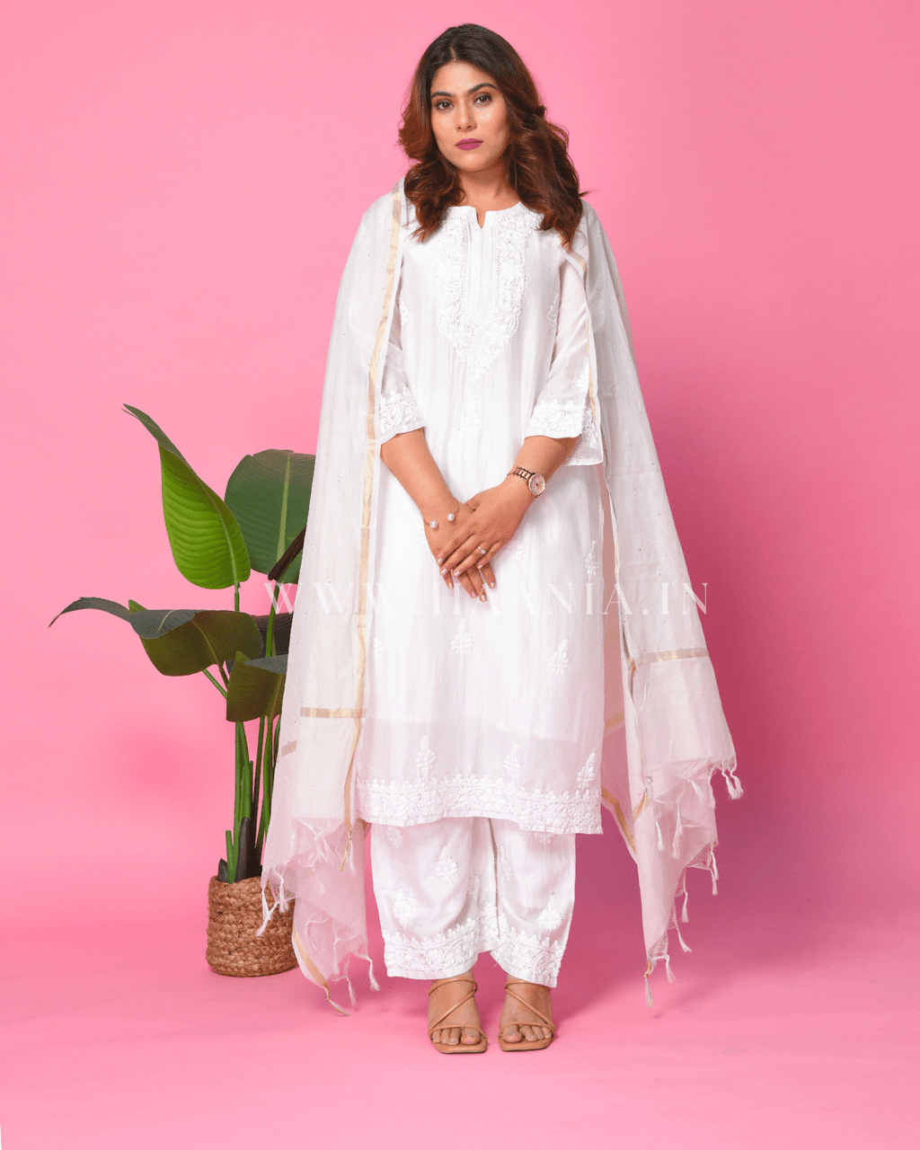 Jasmine Handcrafted Chikankari Chanderi Suit Set