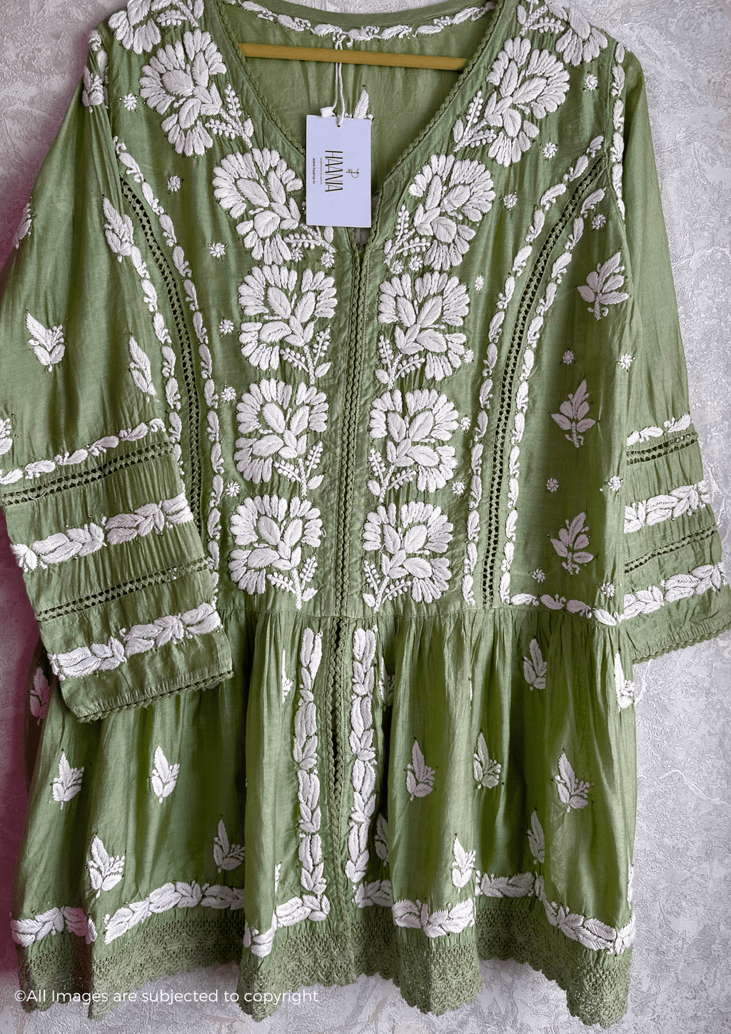 Chanderi Handcrafted Chikankari Short Kurti