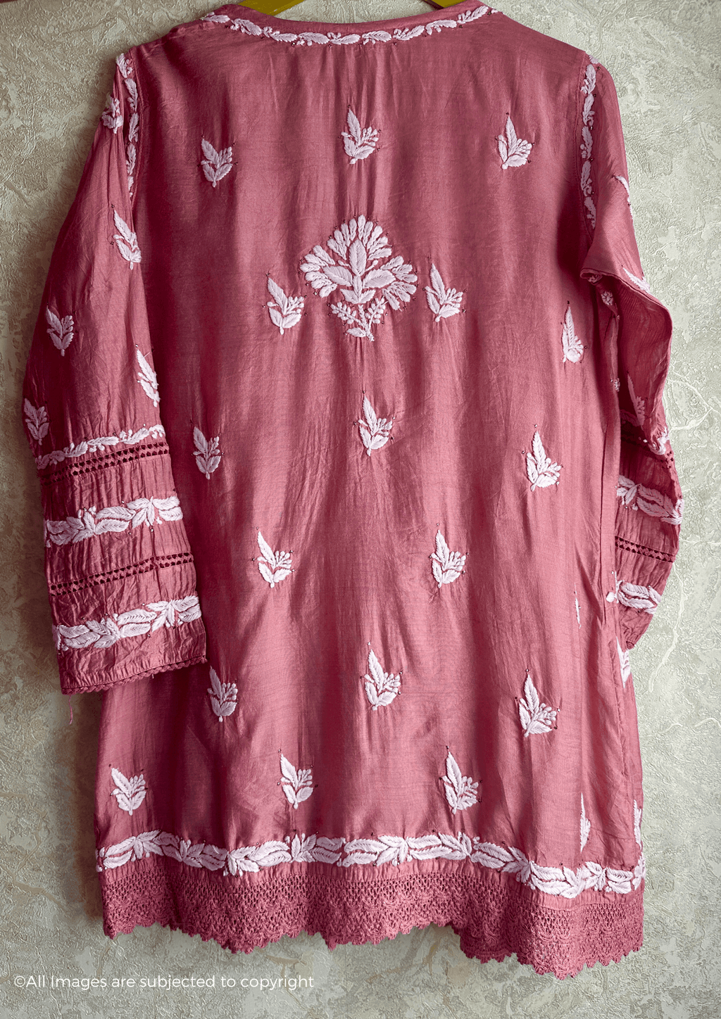 Chanderi Handcrafted Chikankari Short Kurti