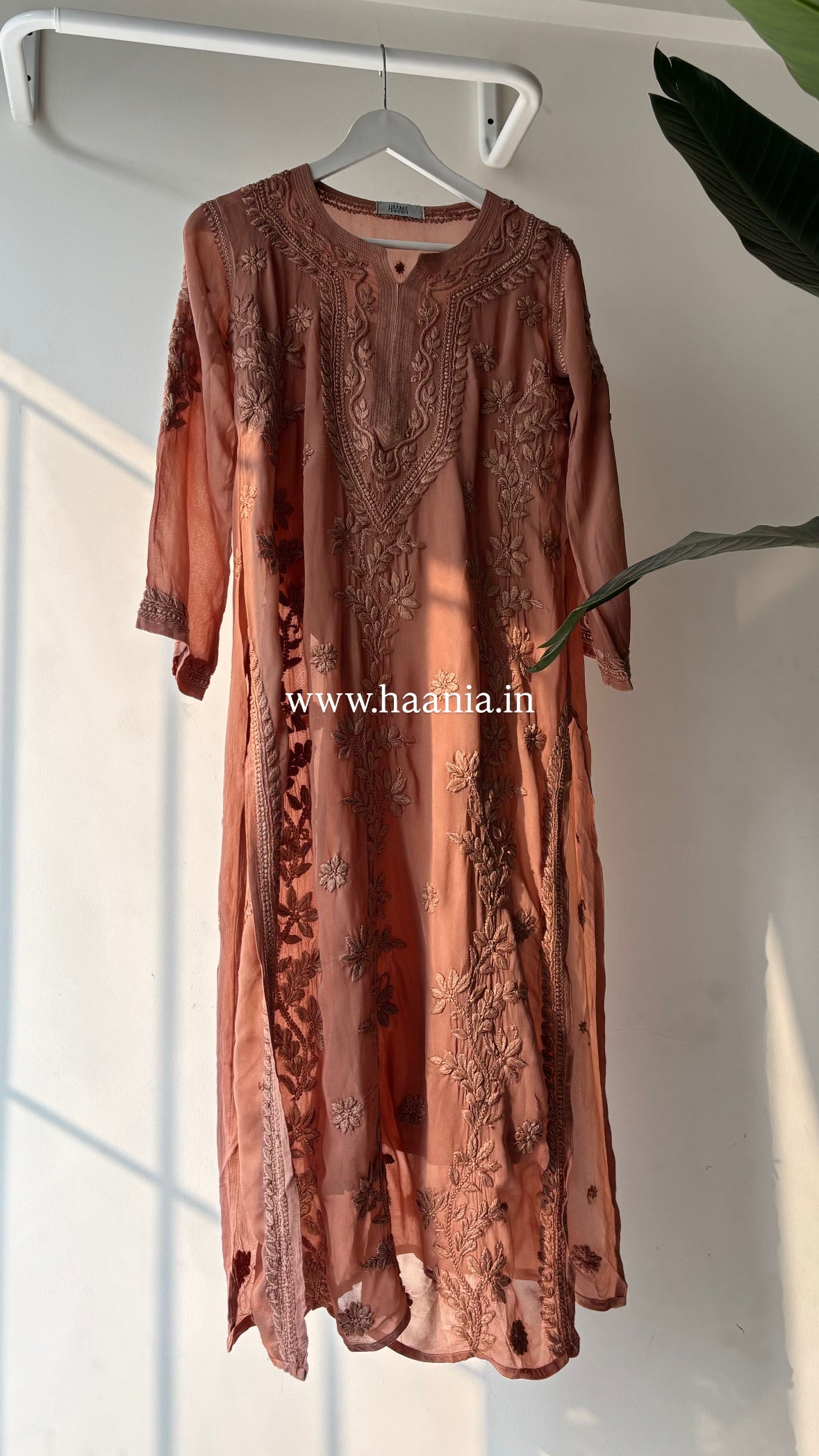 Zara Handcrafted Chikankari Premium Viscose Long Kurta