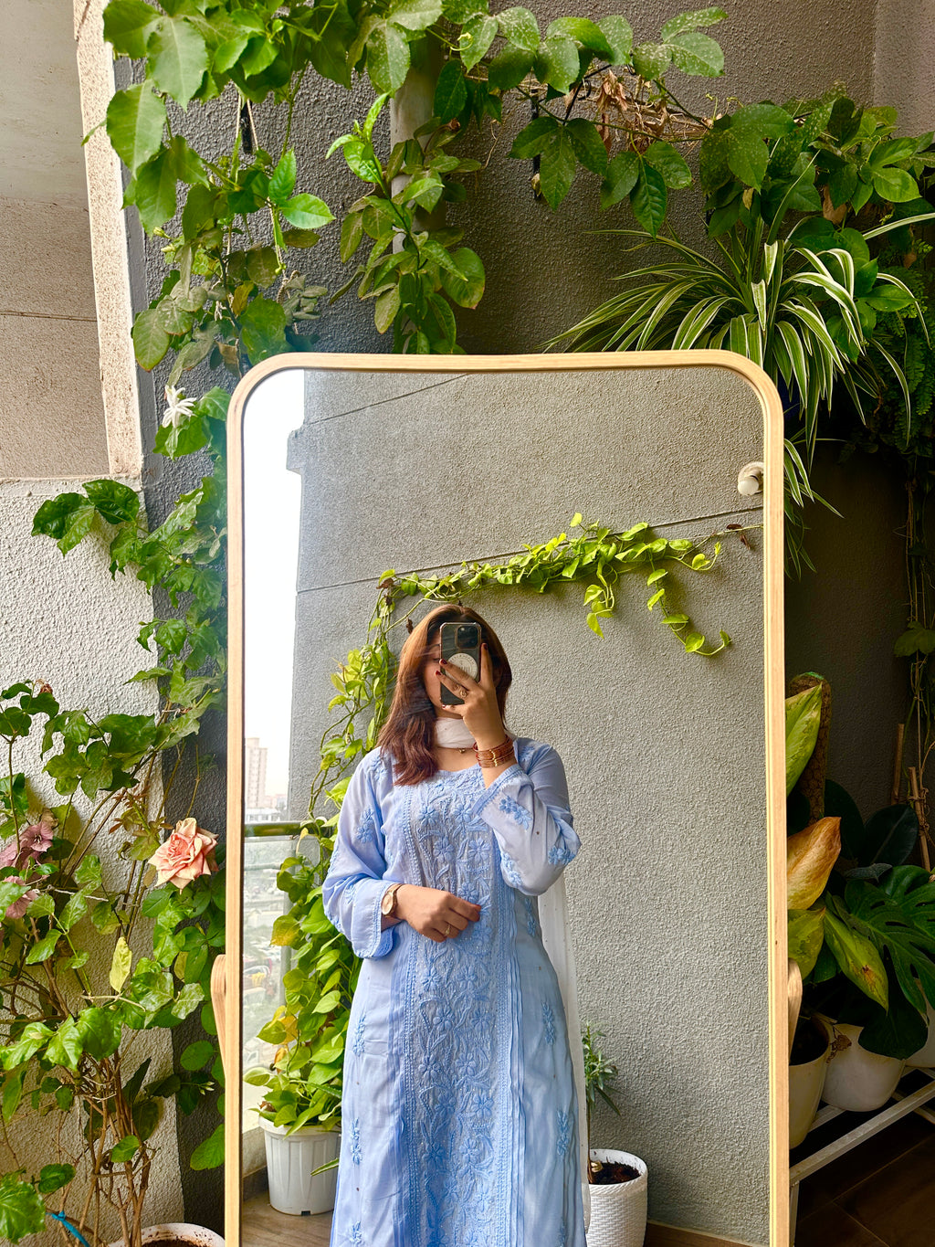 Zoya Premium Muslin Chikankari Kurti with Mukaish embellishments