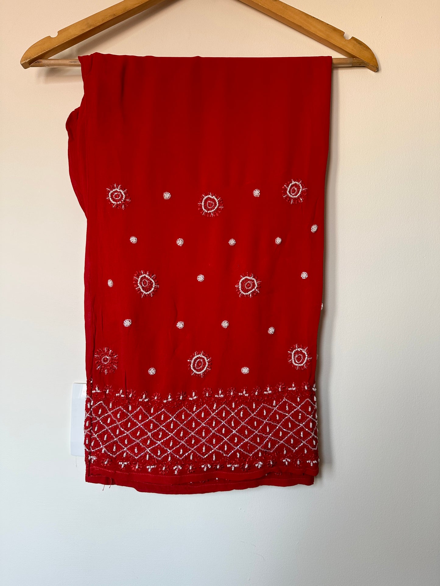 Viral Pearl & Cutdana Chikankari Suit Set - Blood Red