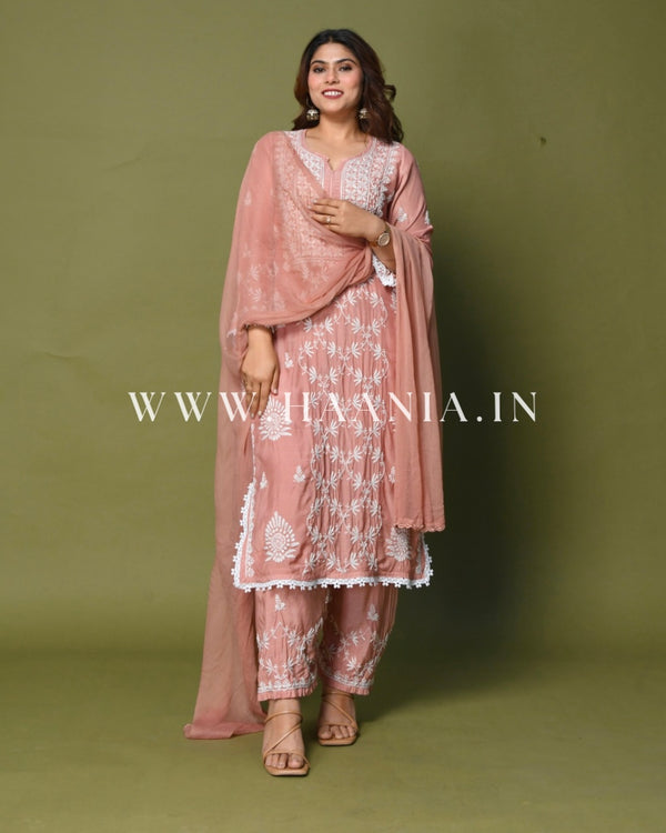 Rubani Handcrafted Chikankari Premium Muslin Suit Set