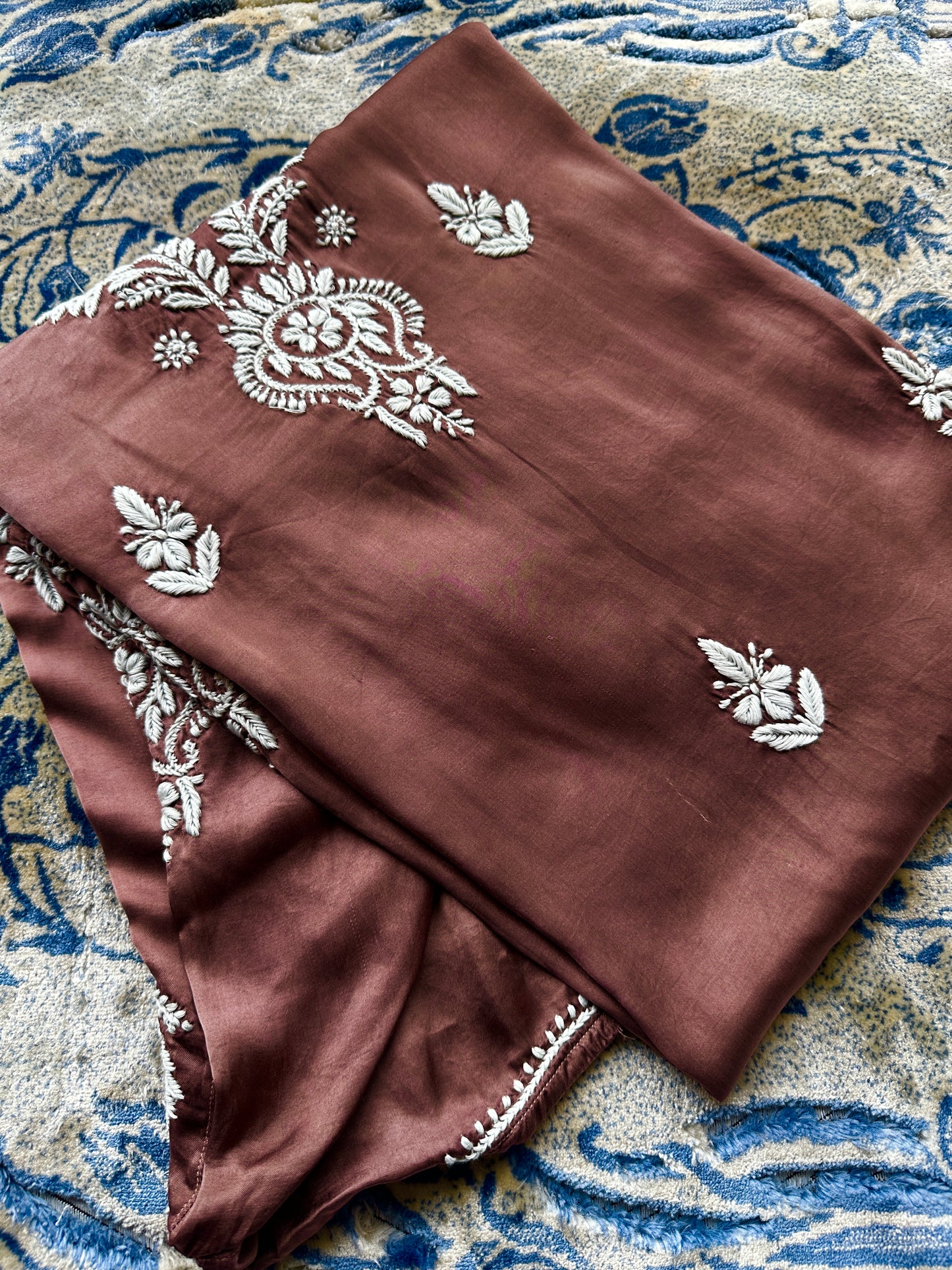 Handcrafted Chikankari Premium Modal Silk Kurta