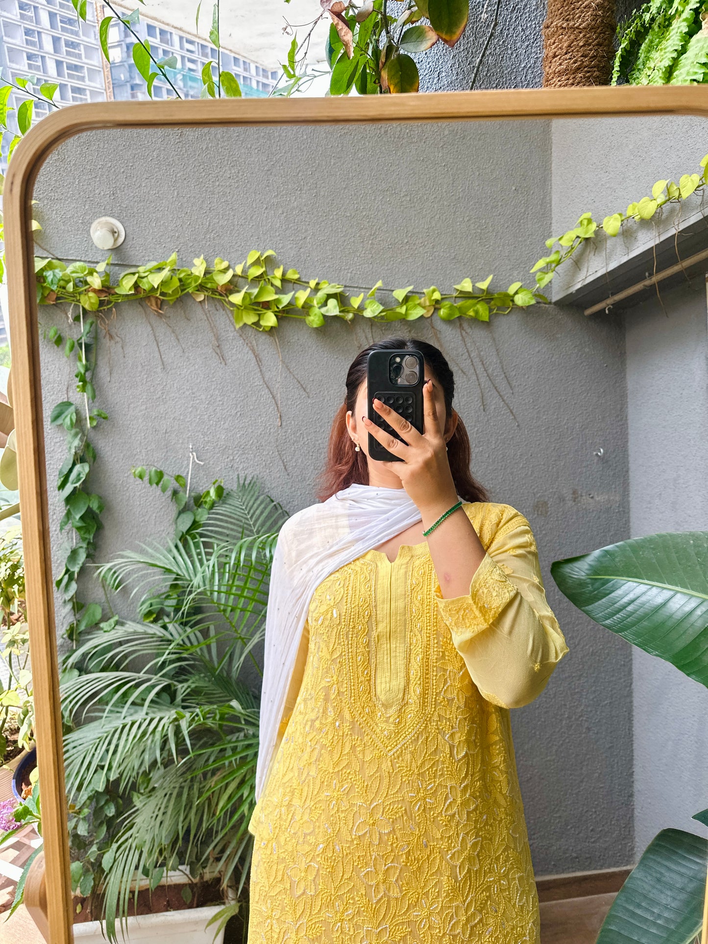 Viral Pearl & Cutdana Chikankari Kurti - Yellow