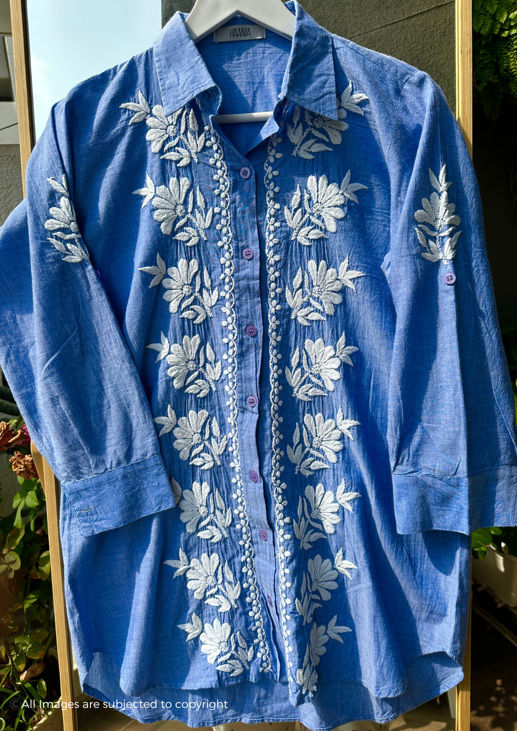 Handcrafted Chikankari Denim Cotton Co-ord set