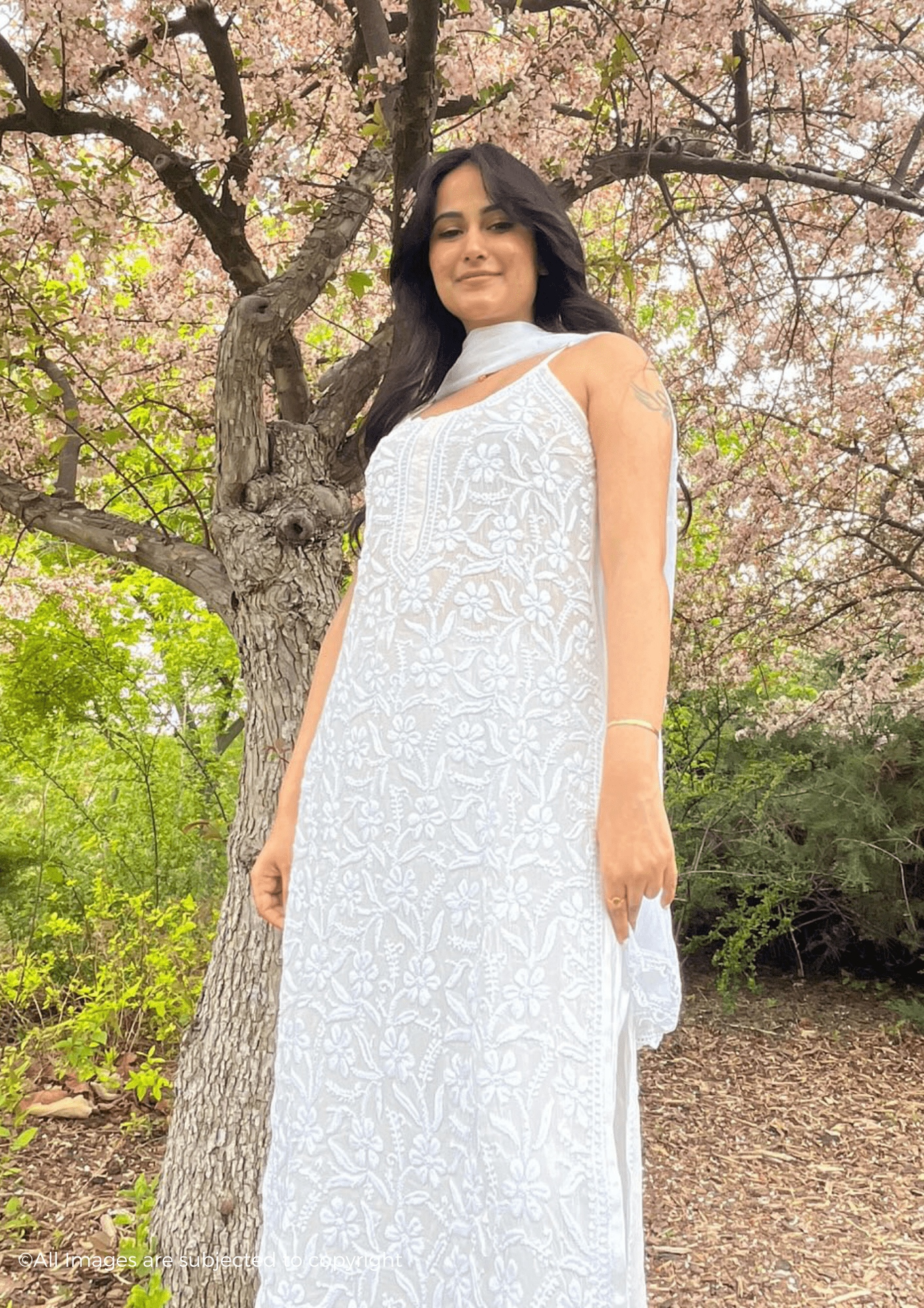 Diva Handcrafted Chikankari Noodle Strap Kurta