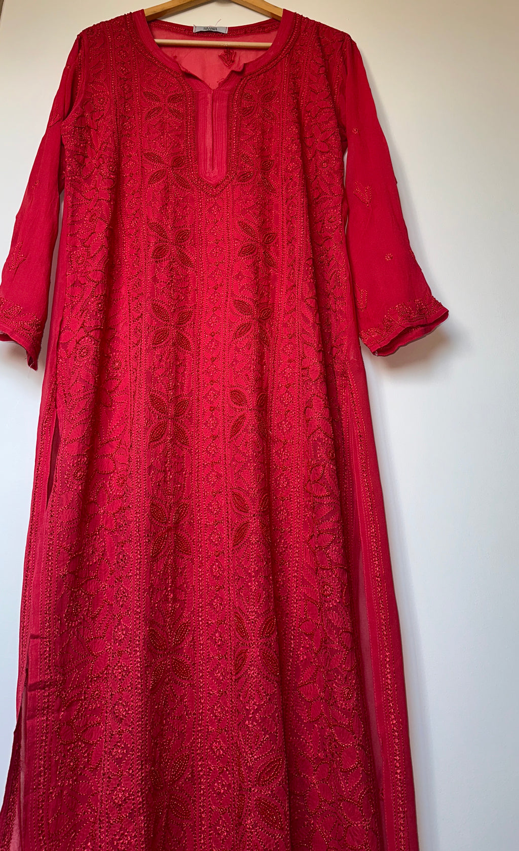 Viral Pearl & Cutdana Chikankari Kurti - Red