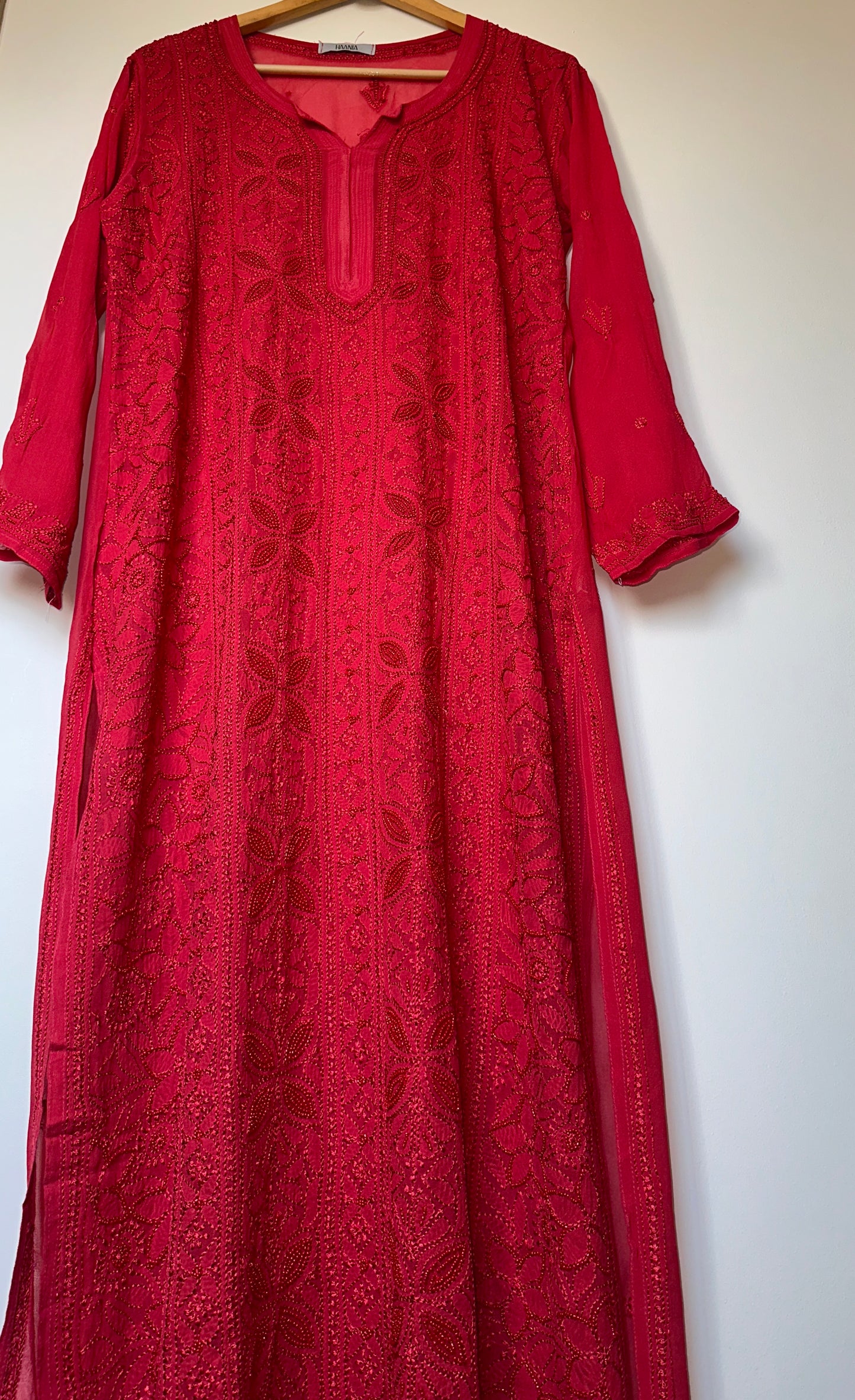 Viral Pearl & Cutdana Chikankari Kurti - Red