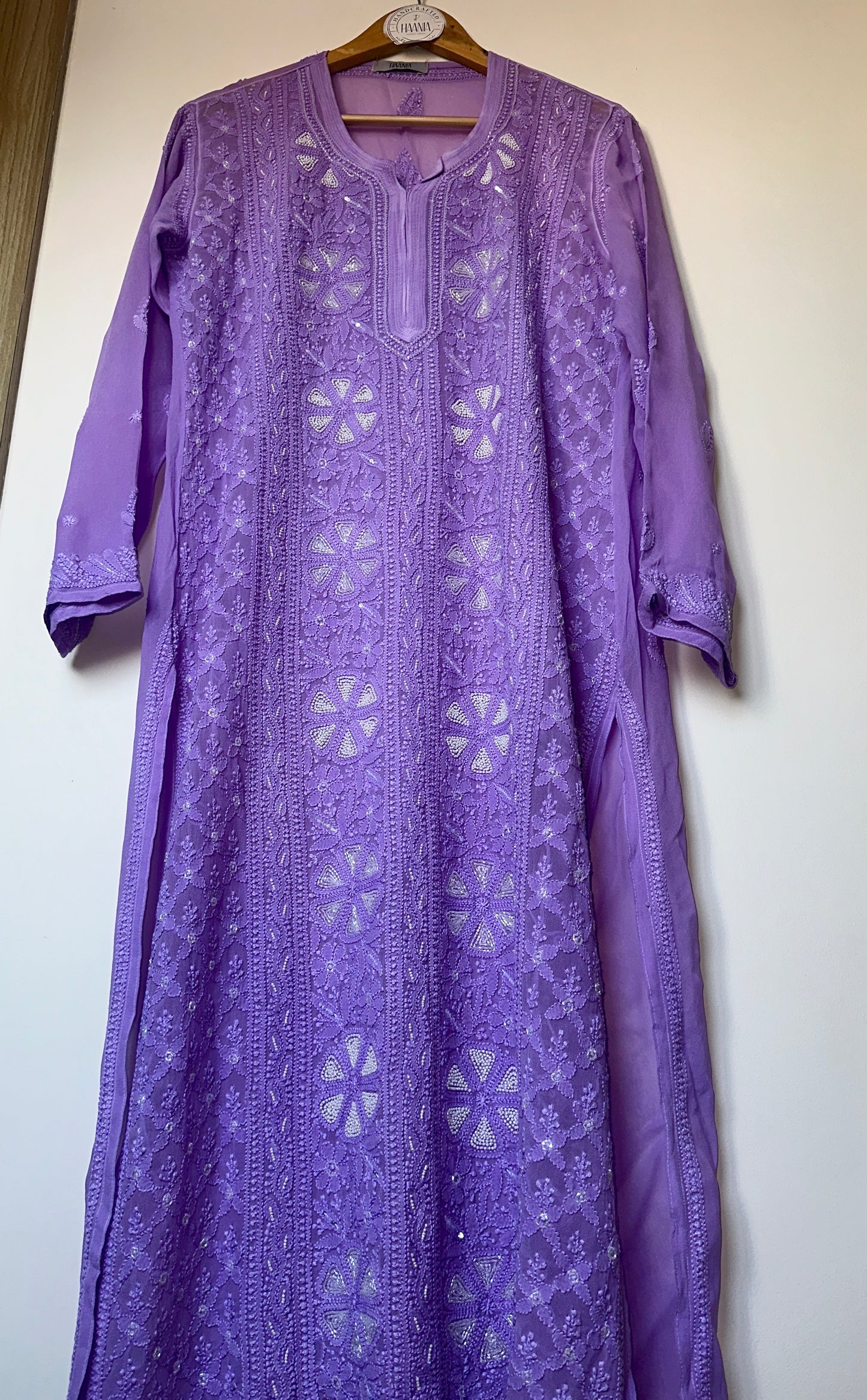 Viral Pearl & Cutdana Chikankari Suit Set - Lilac