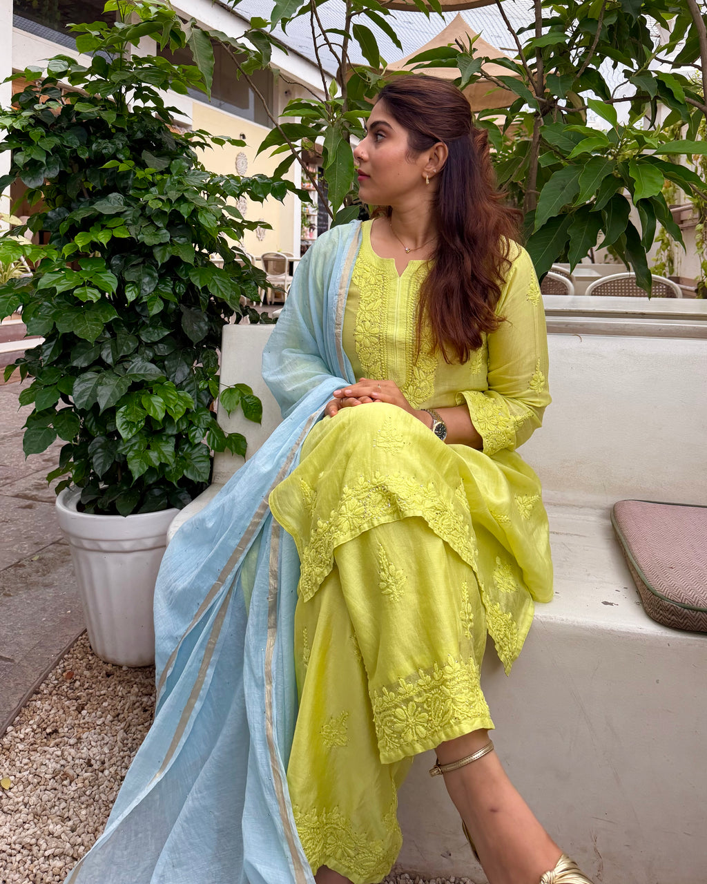 Garden Sky Chanderi Silk Suit Set