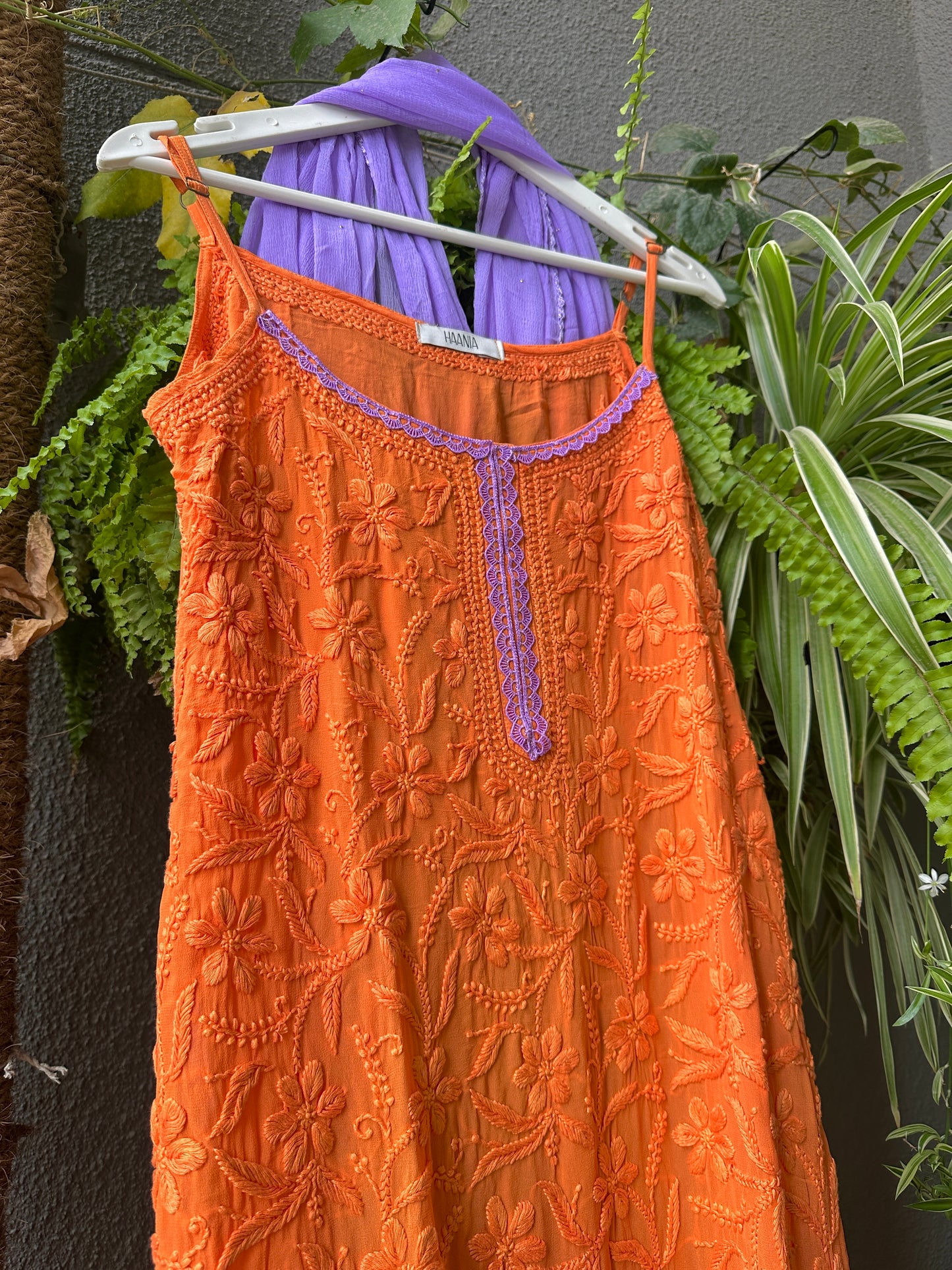 Tangy Twilight Noodle Strap Chikankari Suit Set