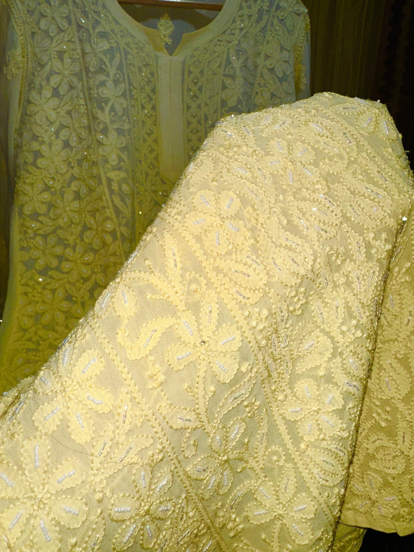 Viral Pearl & Cutdana Chikankari Suit Set - Butter Yellow