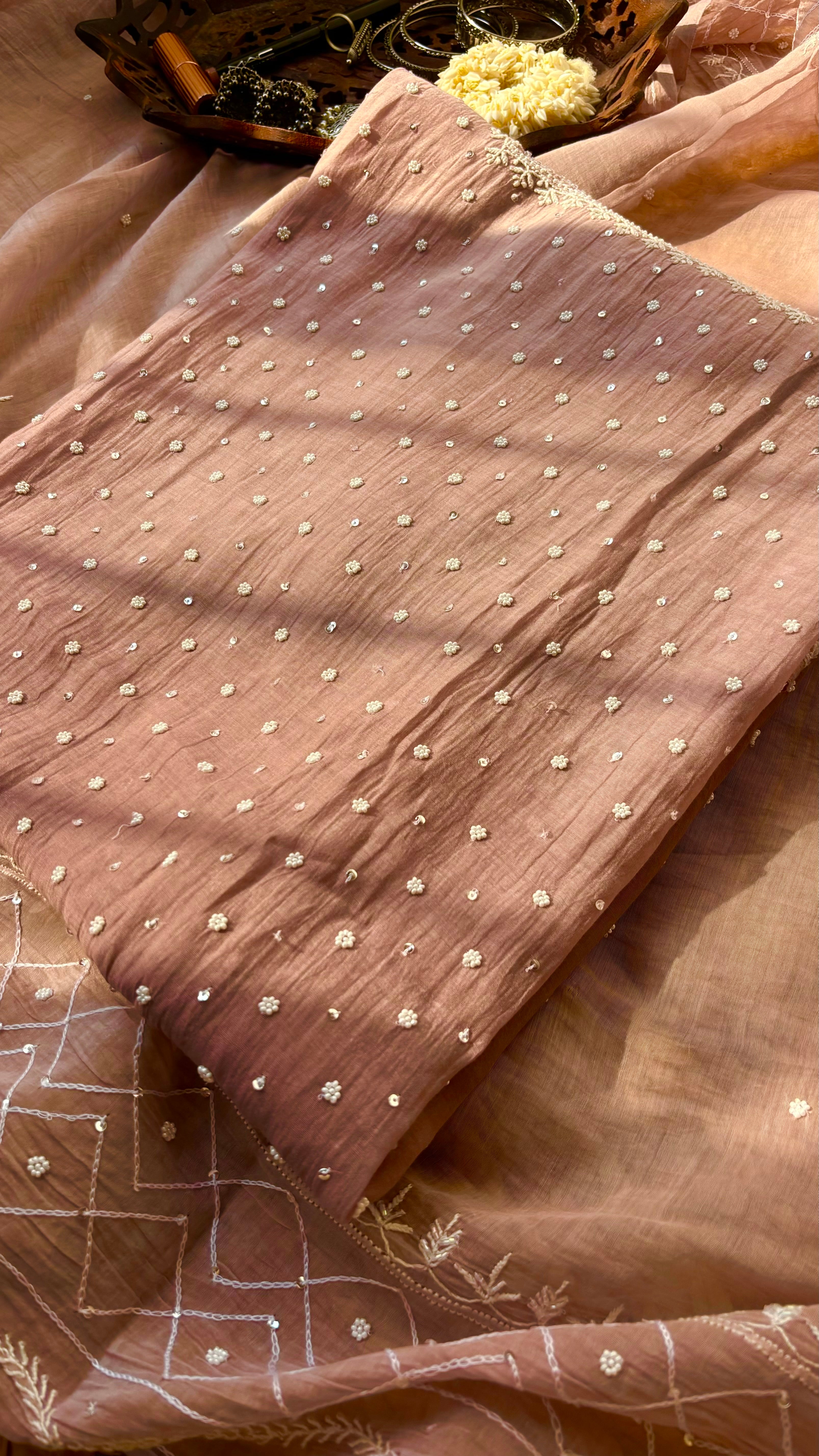 Ombré Mul Chanderi Anarkali with Heavily embellished dupatta