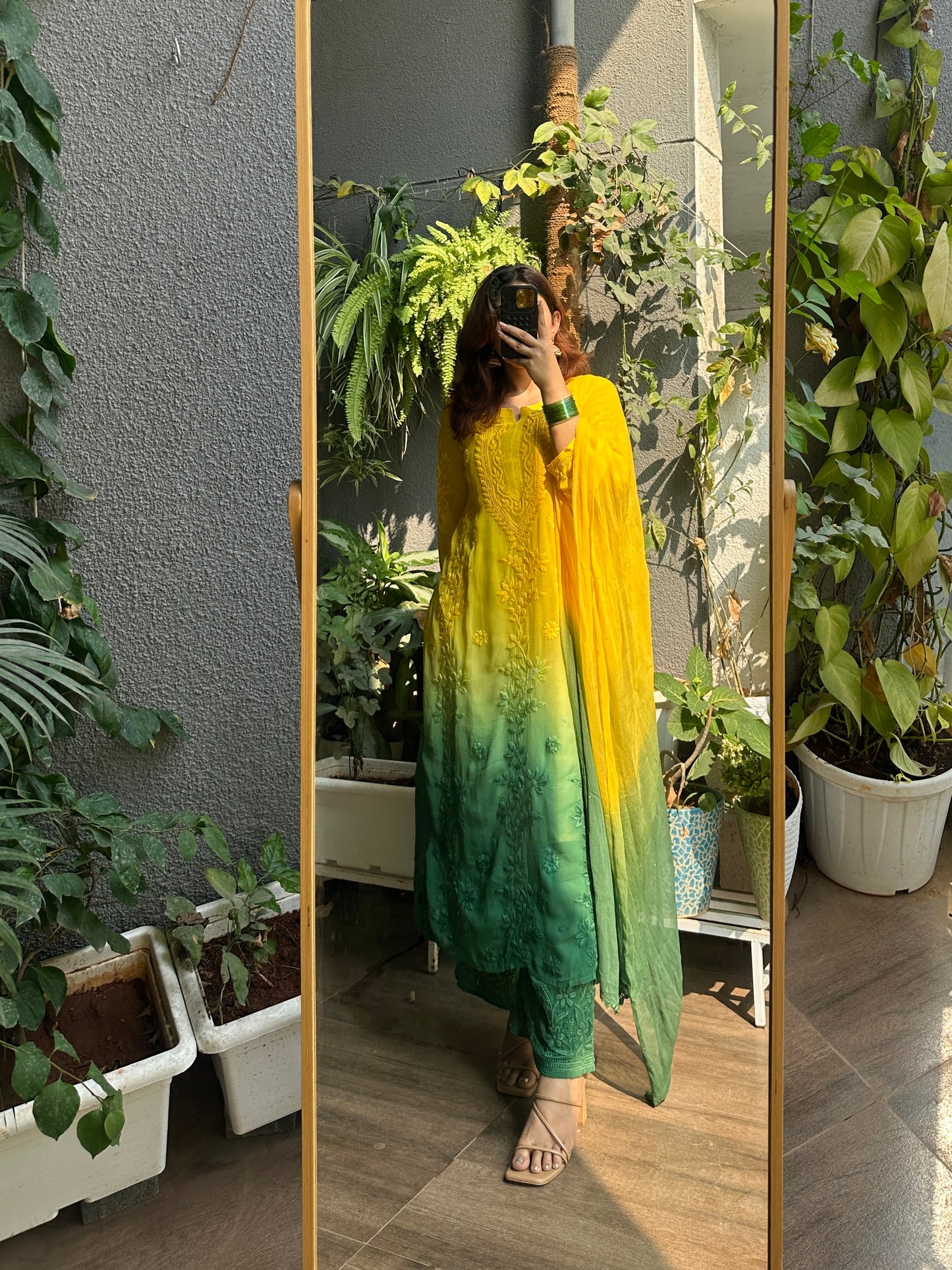 Marigold Muse Handcrafted Chikankari Suit Set