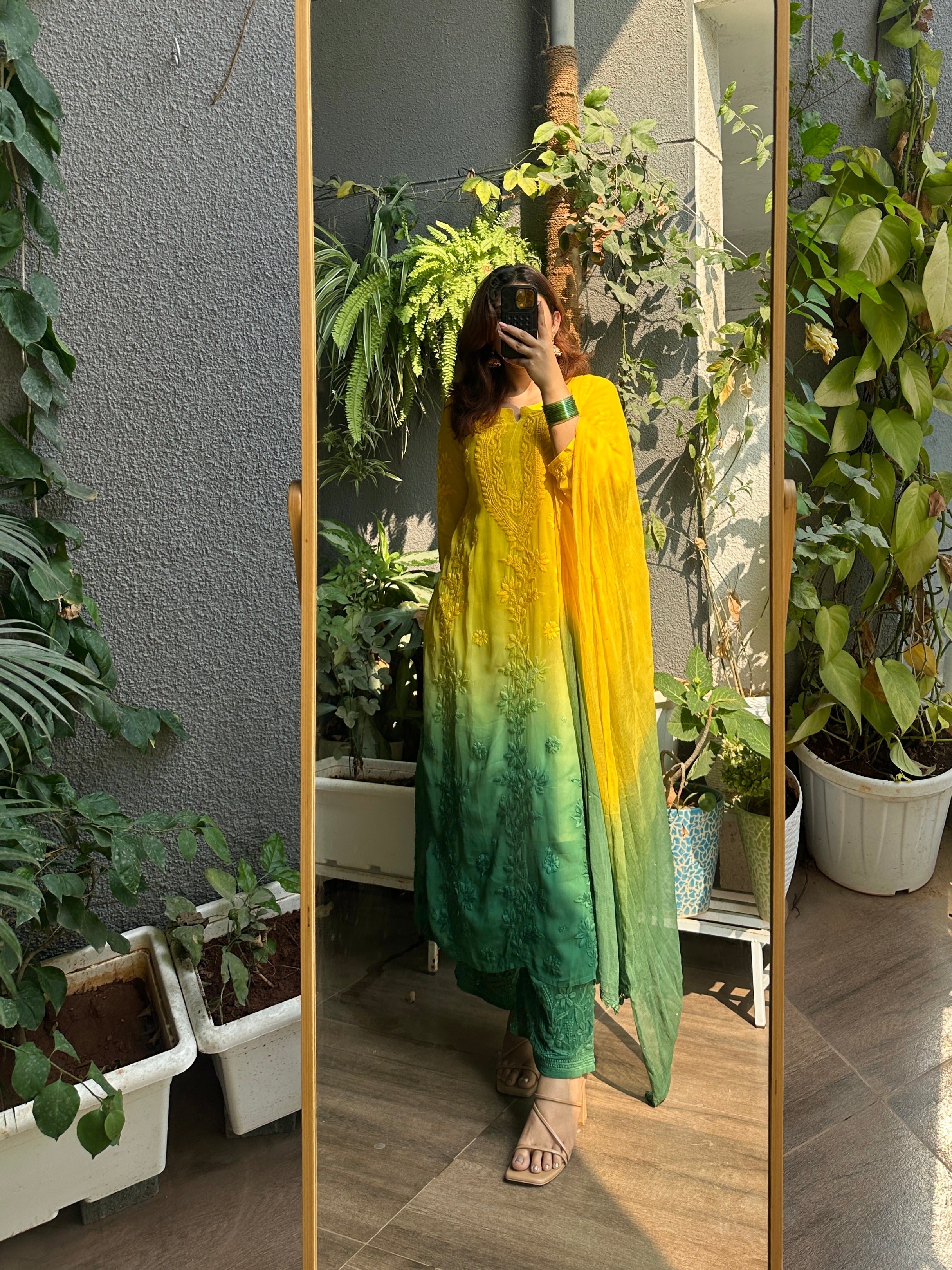 Marigold Muse Handcrafted Chikankari Suit Set