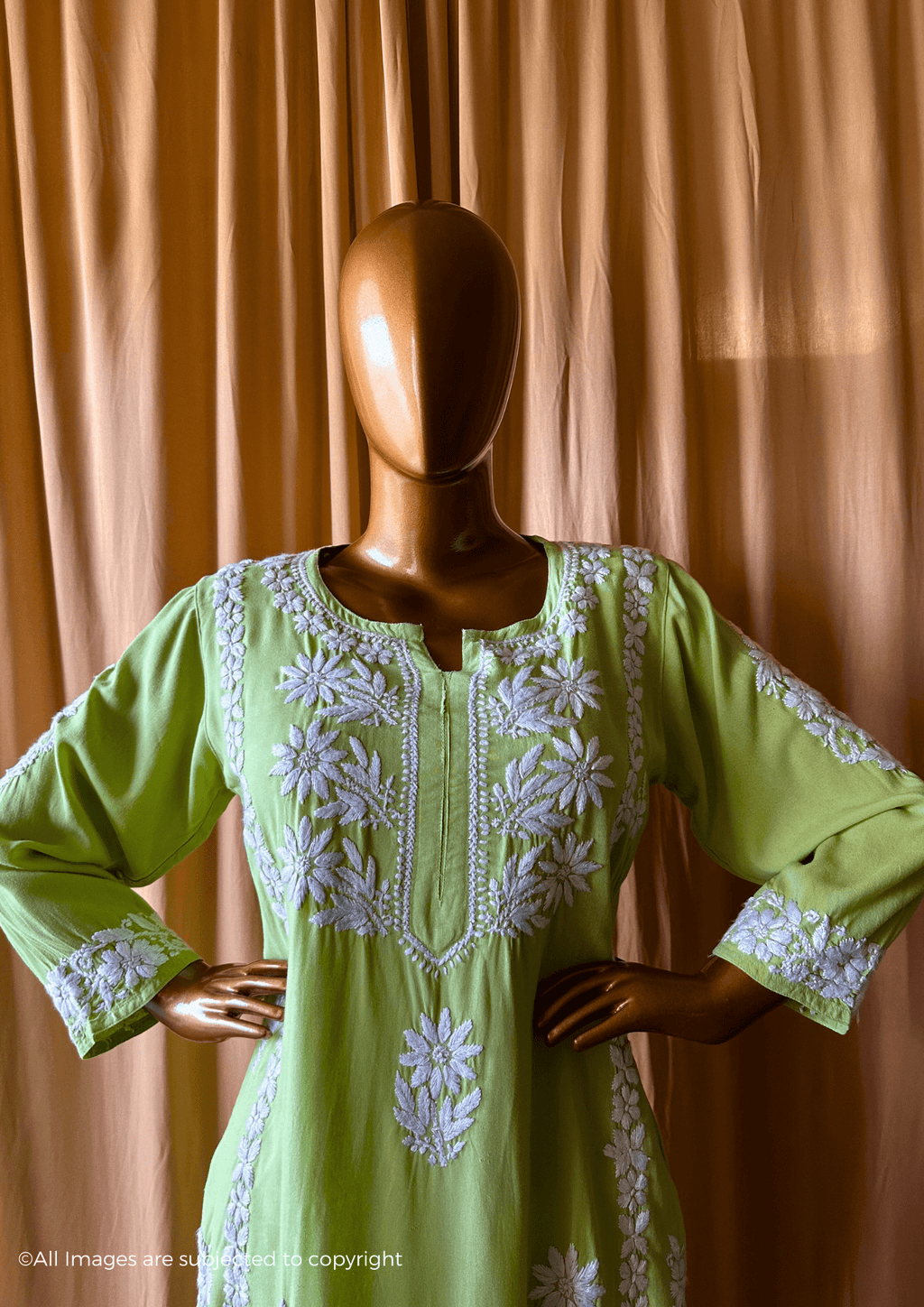 Ezra Handcrafted Chikankari Rayon Kurti