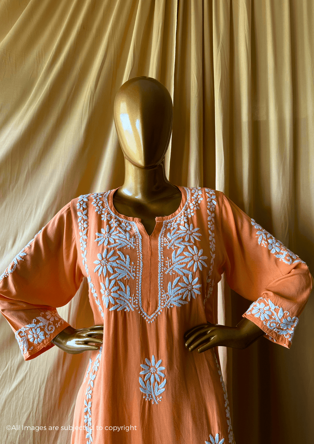 Ezra Handcrafted Chikankari Rayon Kurti