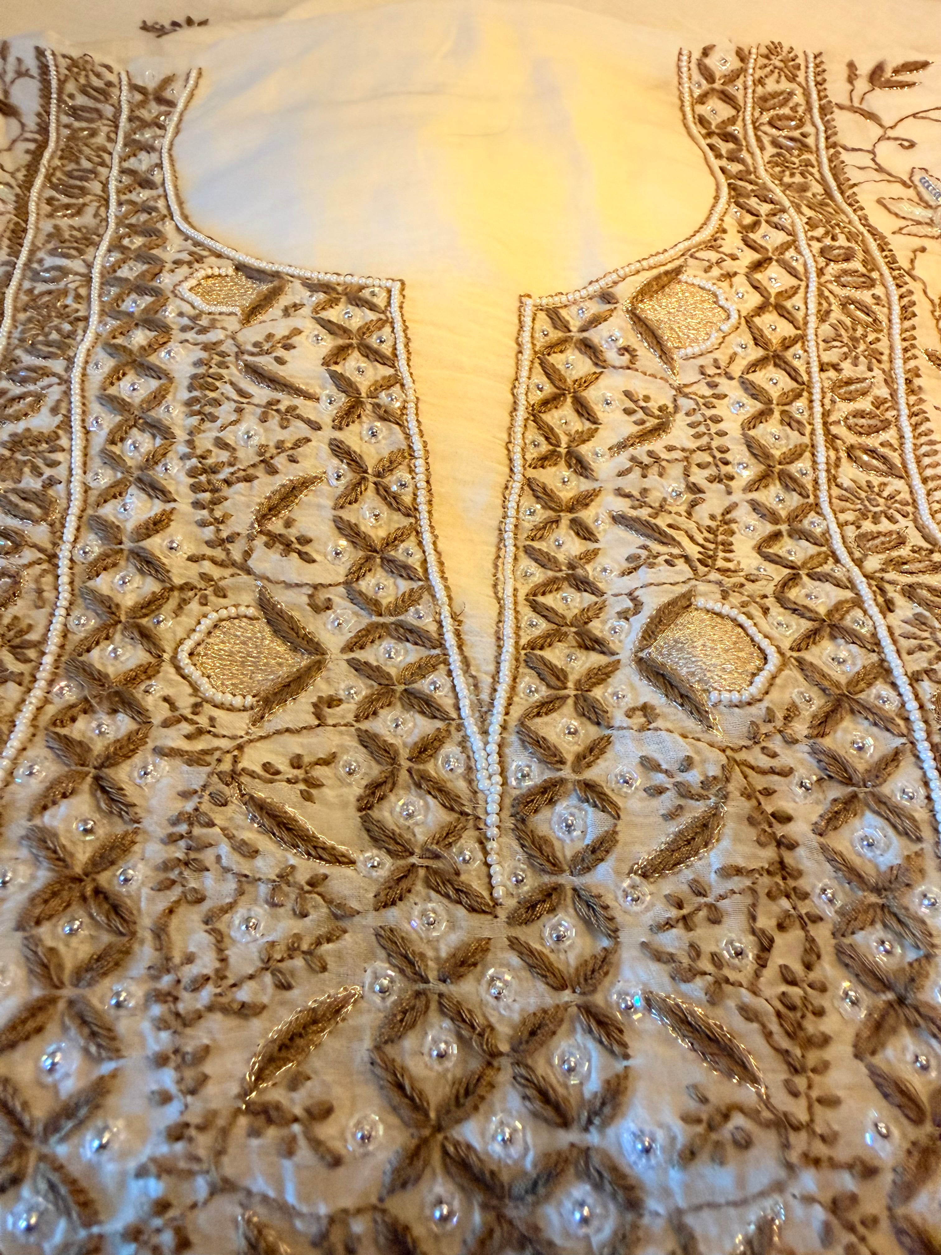 Mul chanderi Chikankari Unstitched