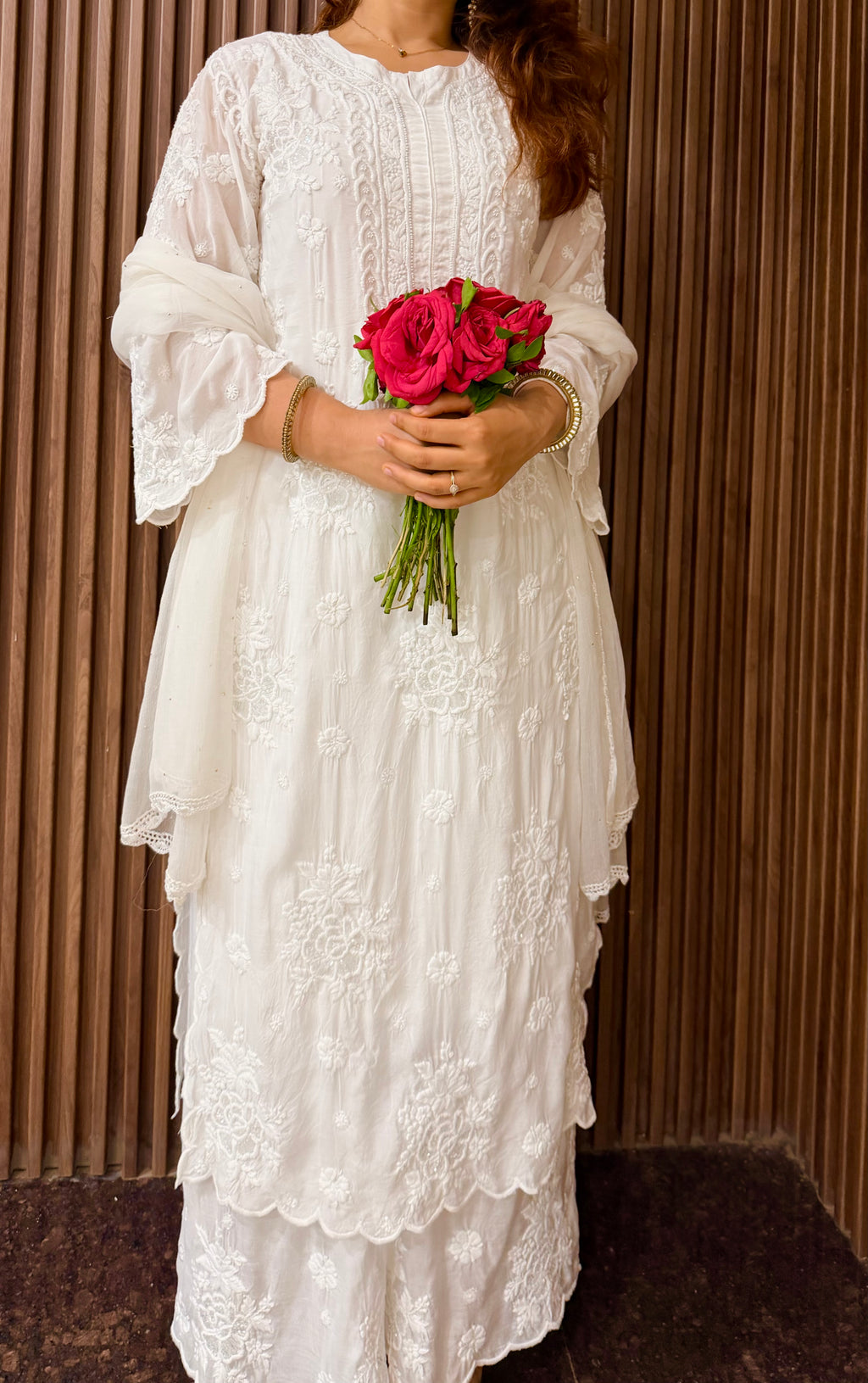 Chand Muslin Pearl & Cutdana Chikankari Suit Set