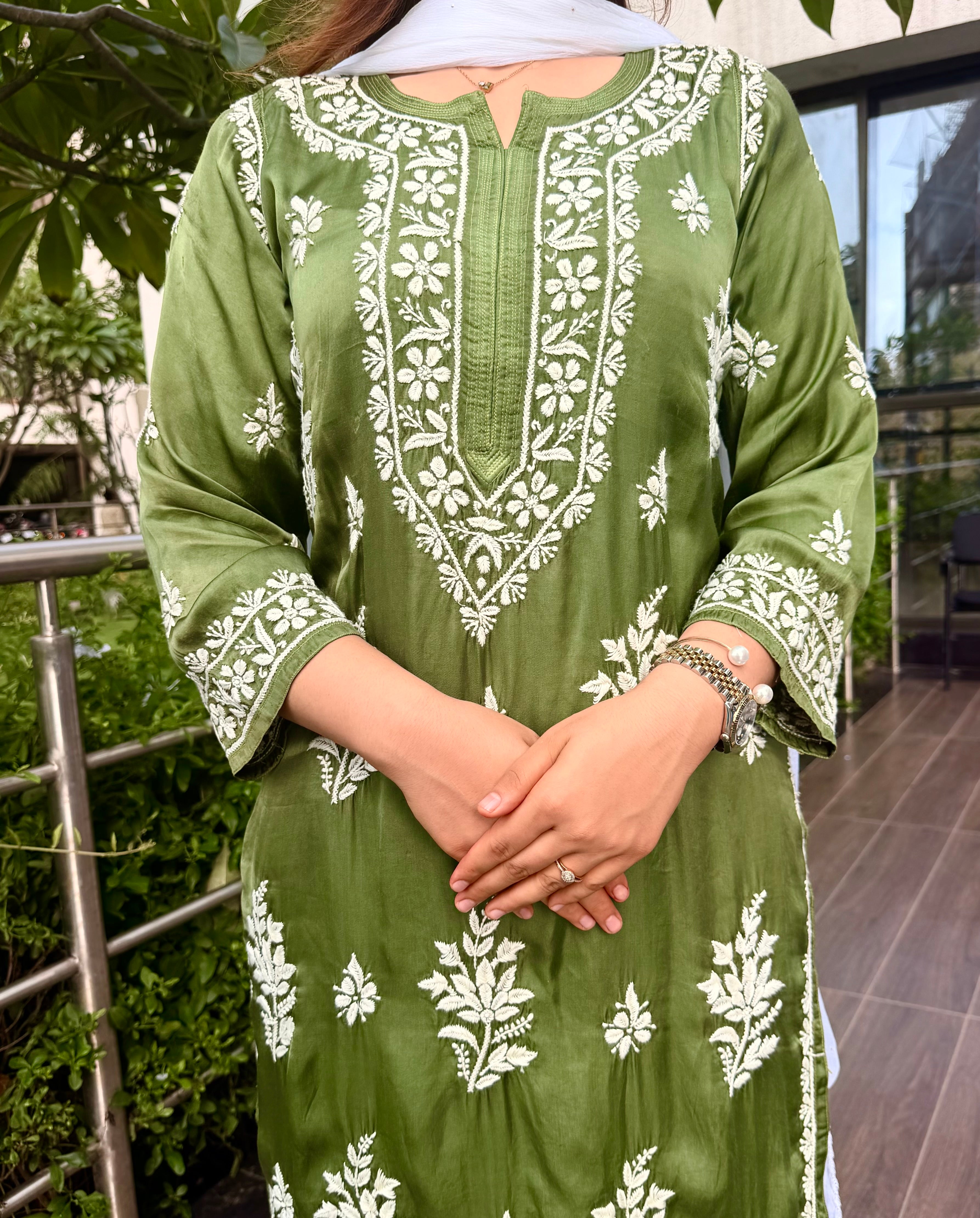 Modal Silk Chikankari kurta