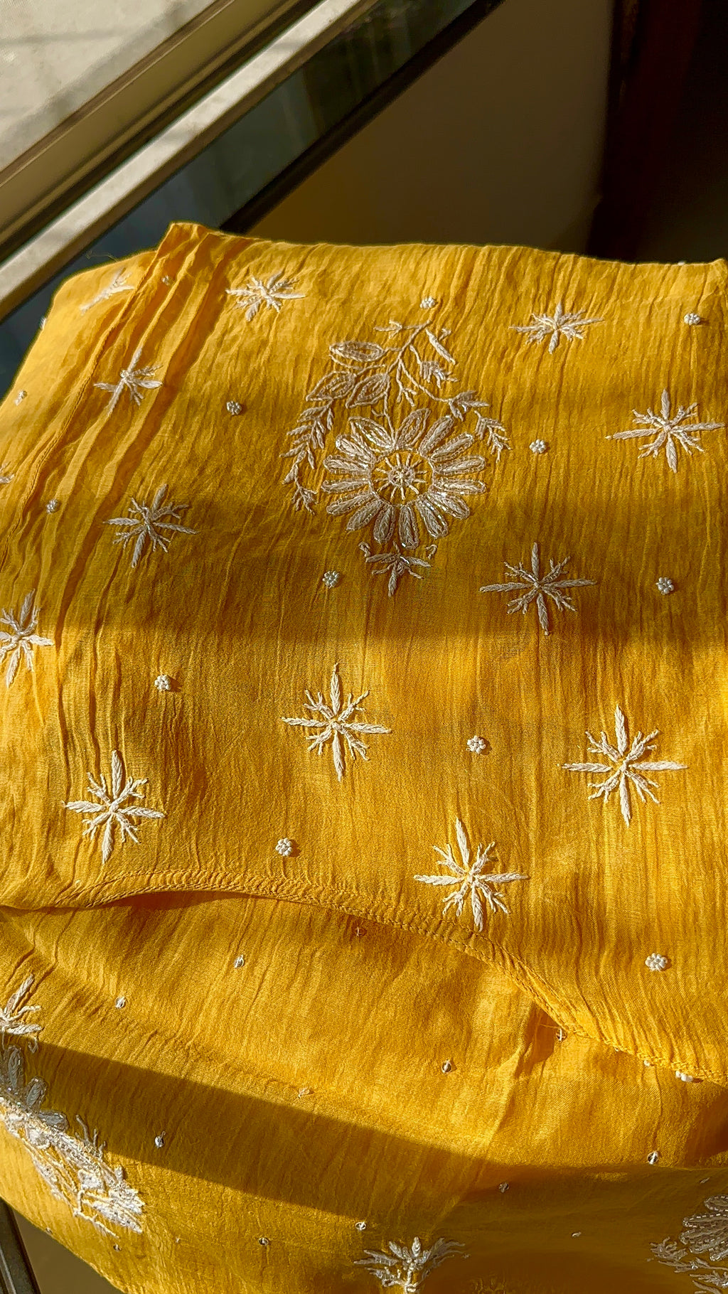 Mul Chanderi A-line Semi Stitched Suit set
