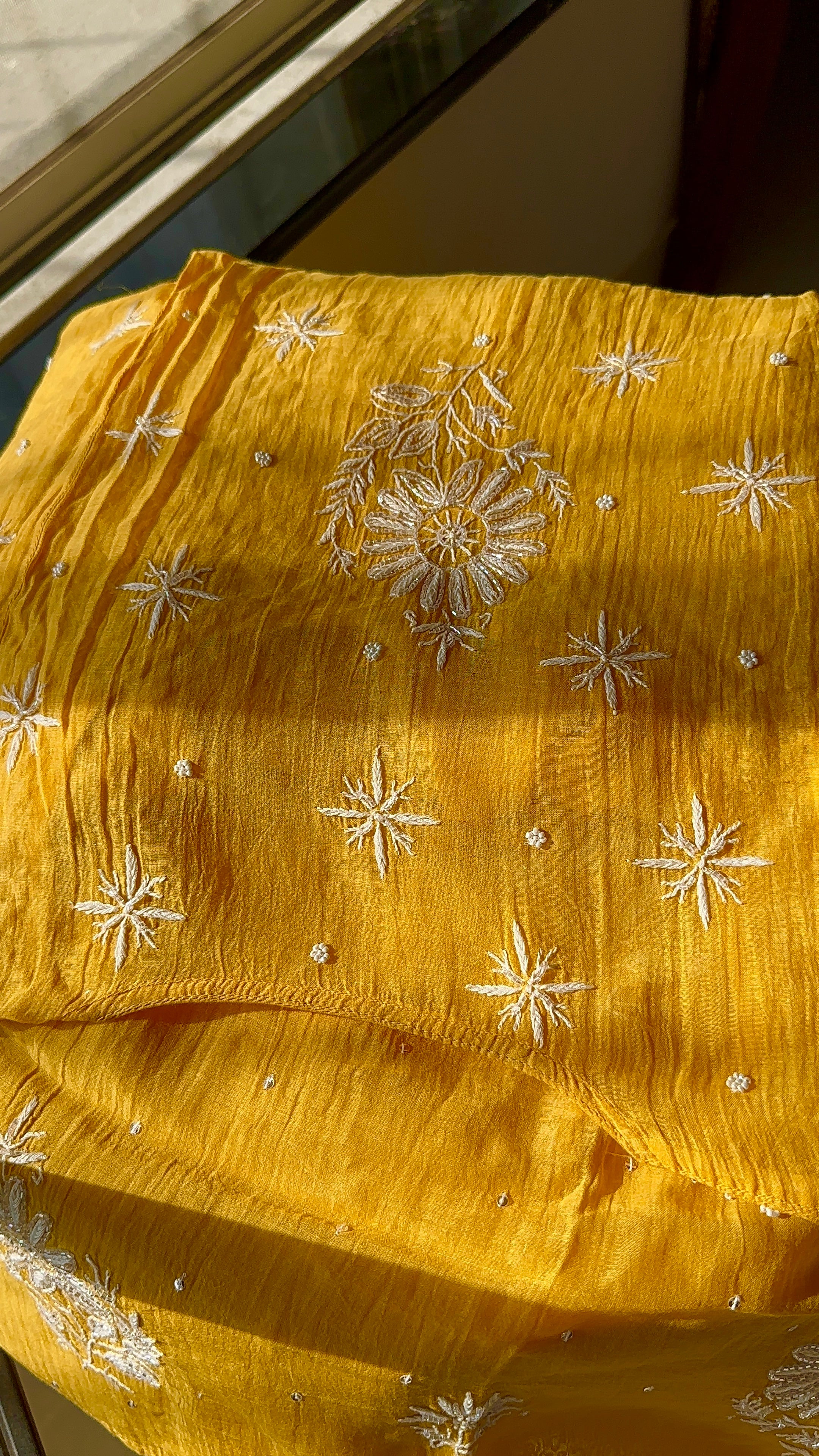 Mul Chanderi A-line Semi Stitched Suit set