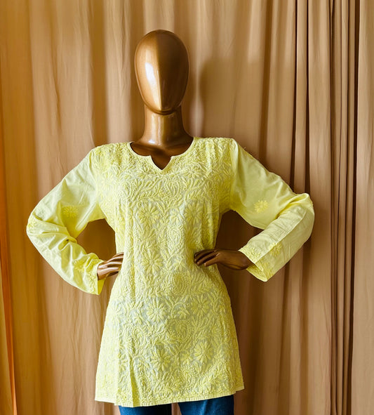 Pure Cotton Chikankari Short Kurta