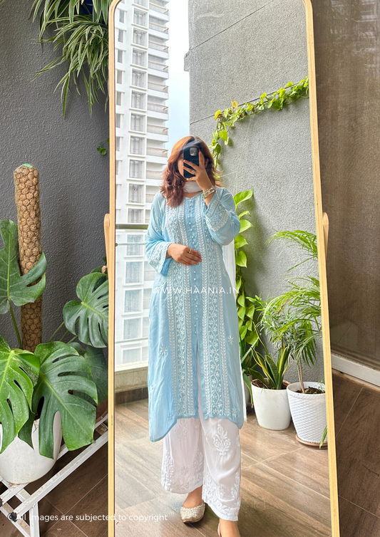 Fiza Handcrafted Chikankari Premium Muslin Kurta