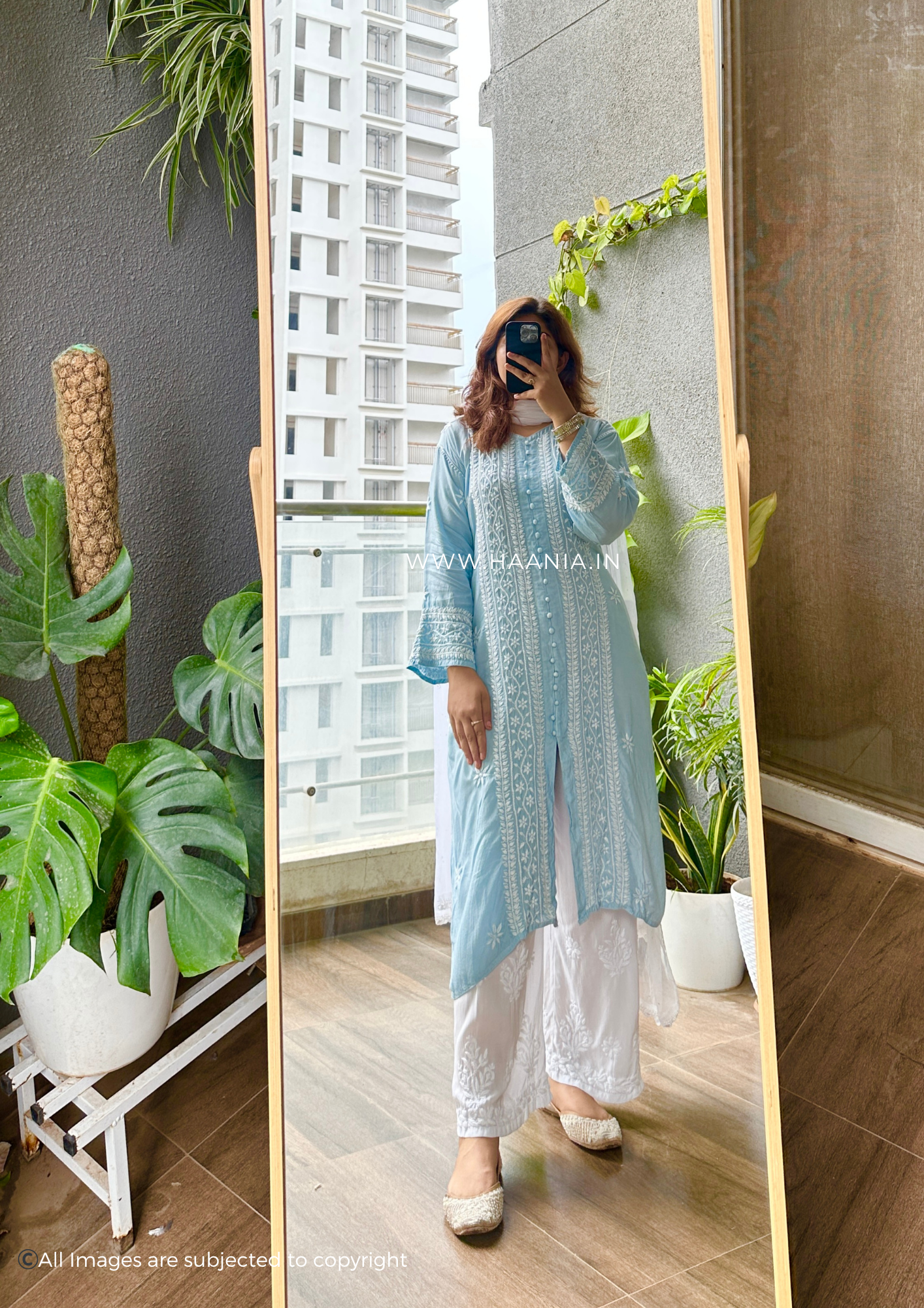 Fiza Handcrafted Chikankari Premium Muslin Kurta