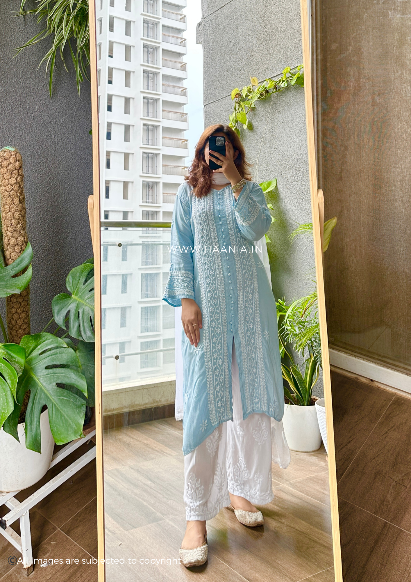 Fiza Handcrafted Chikankari Premium Muslin Kurta