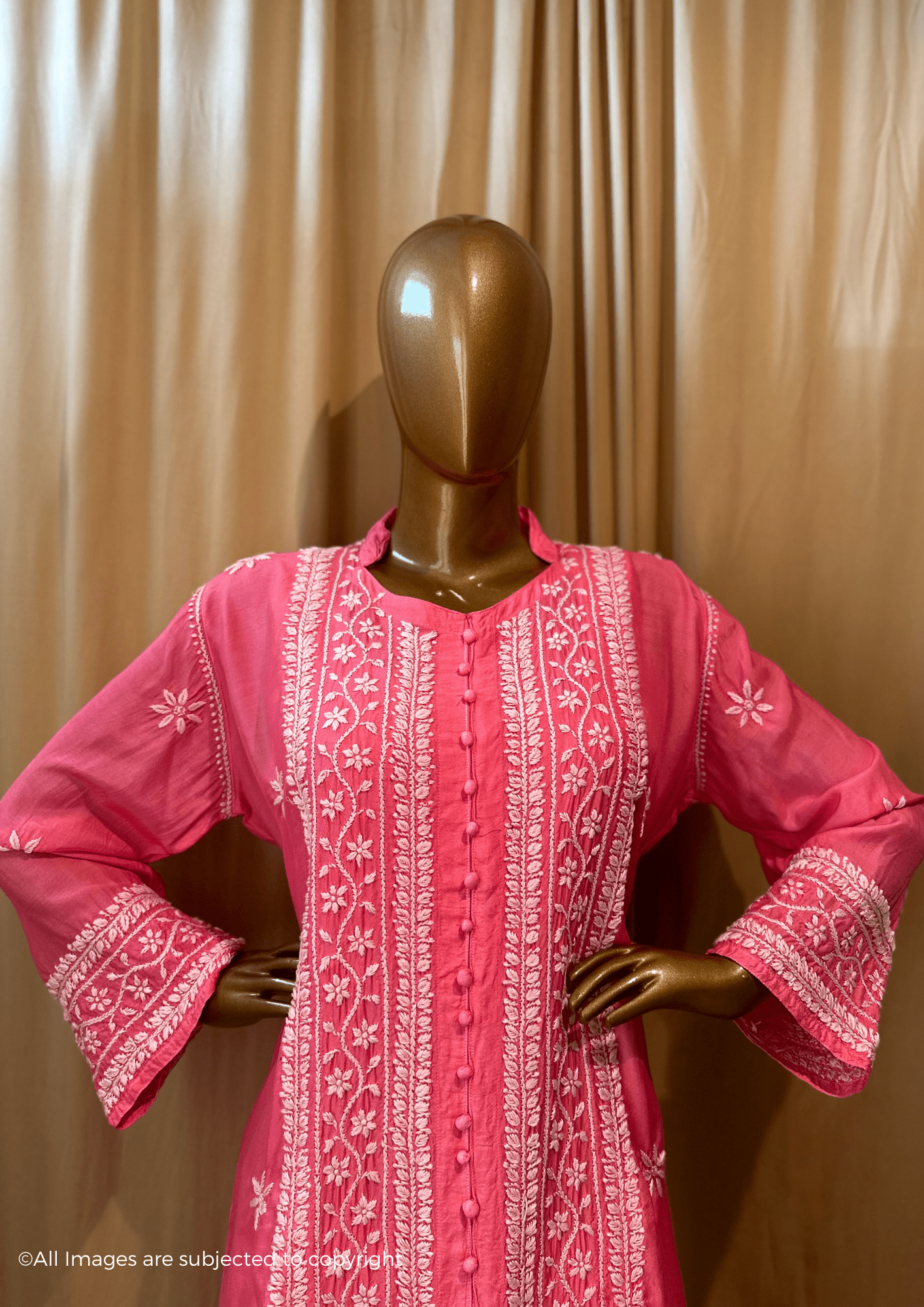 Fiza Handcrafted Chikankari Muslin Long Kurti