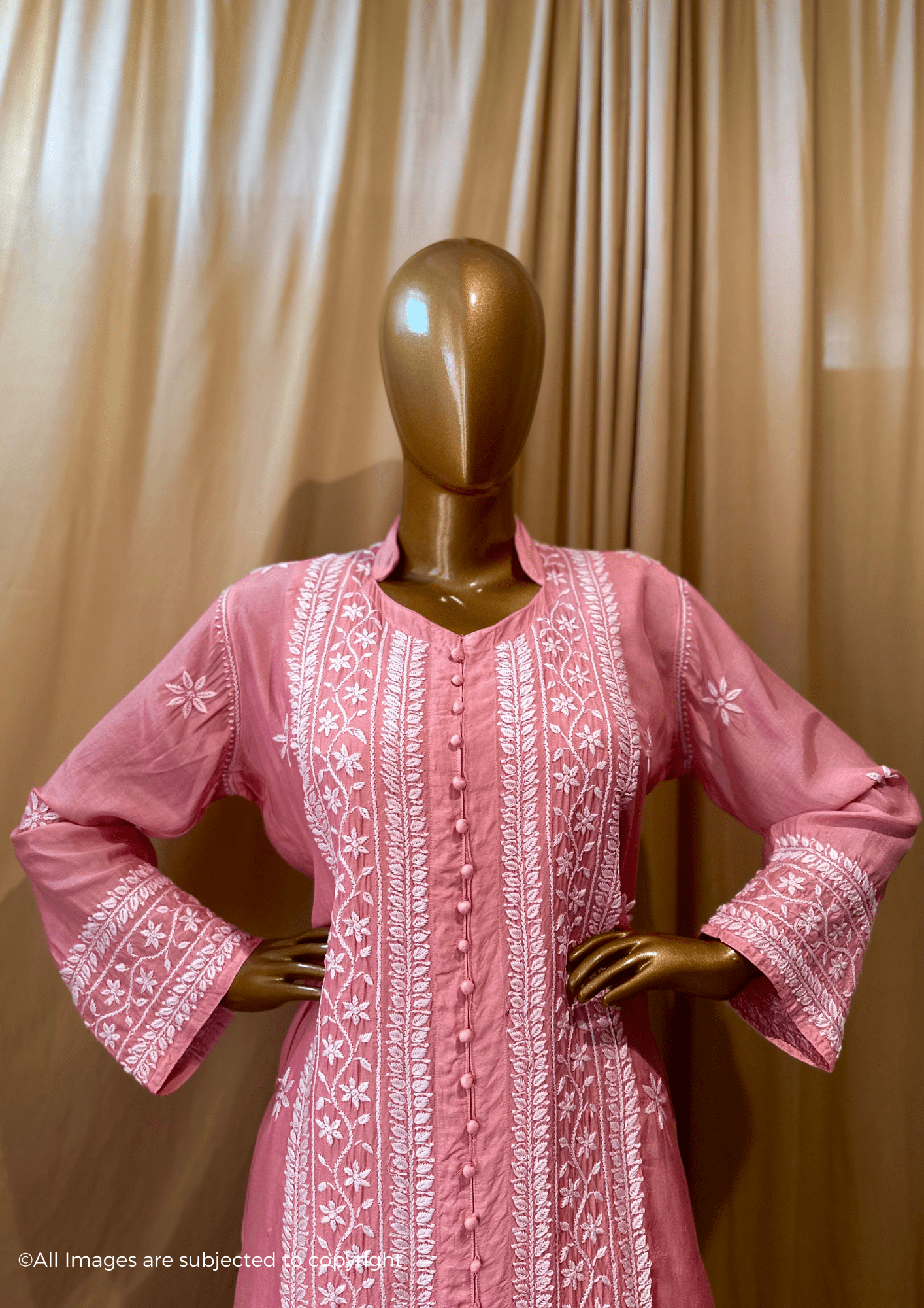 Fiza Handcrafted Chikankari Muslin Long Kurti