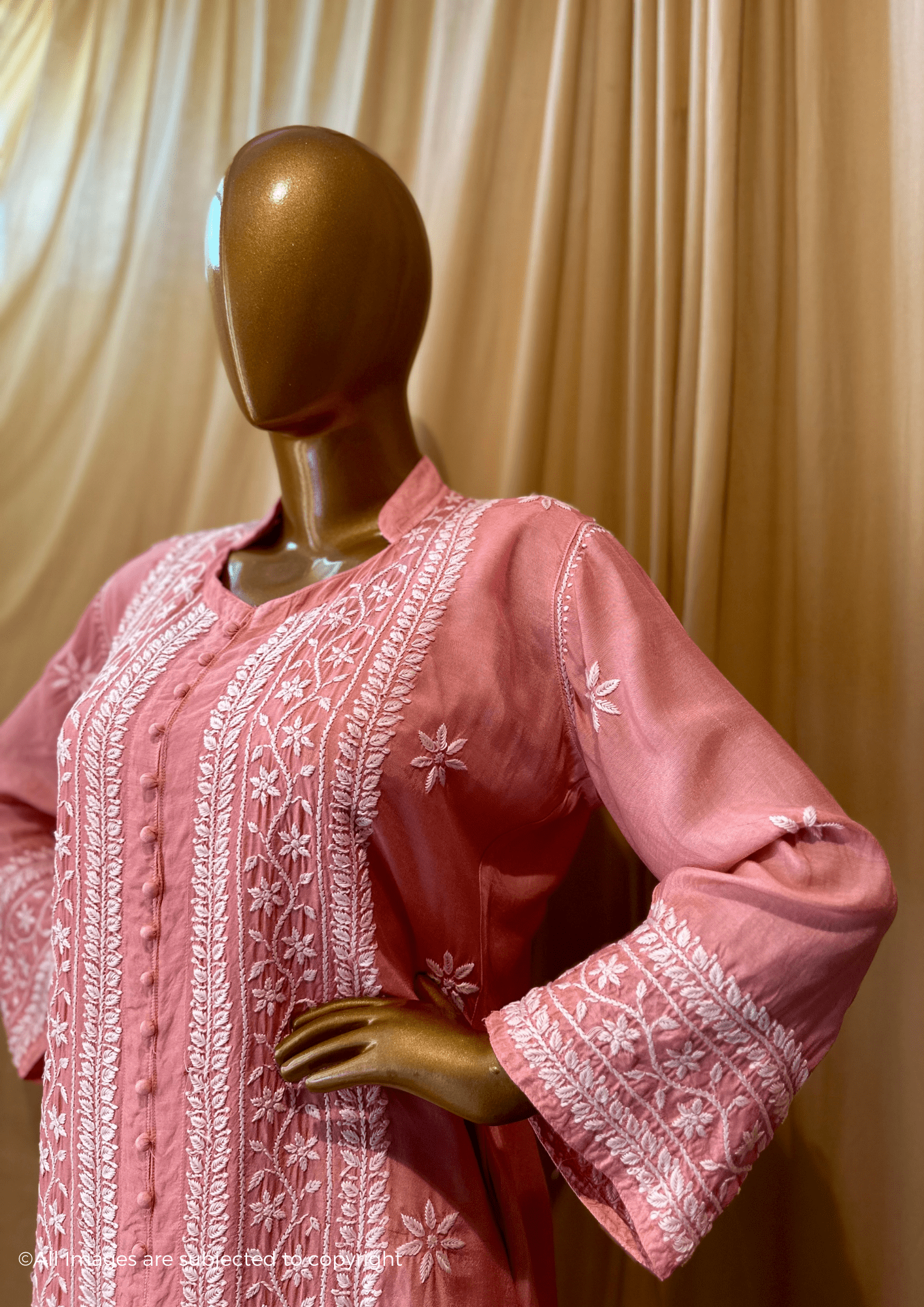 Fiza Handcrafted Chikankari Muslin Long Kurti