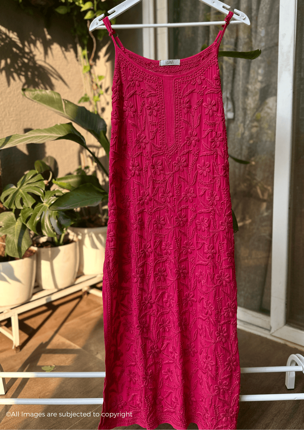 Handcrafted Chikankari Noodle Strap Long Kurta