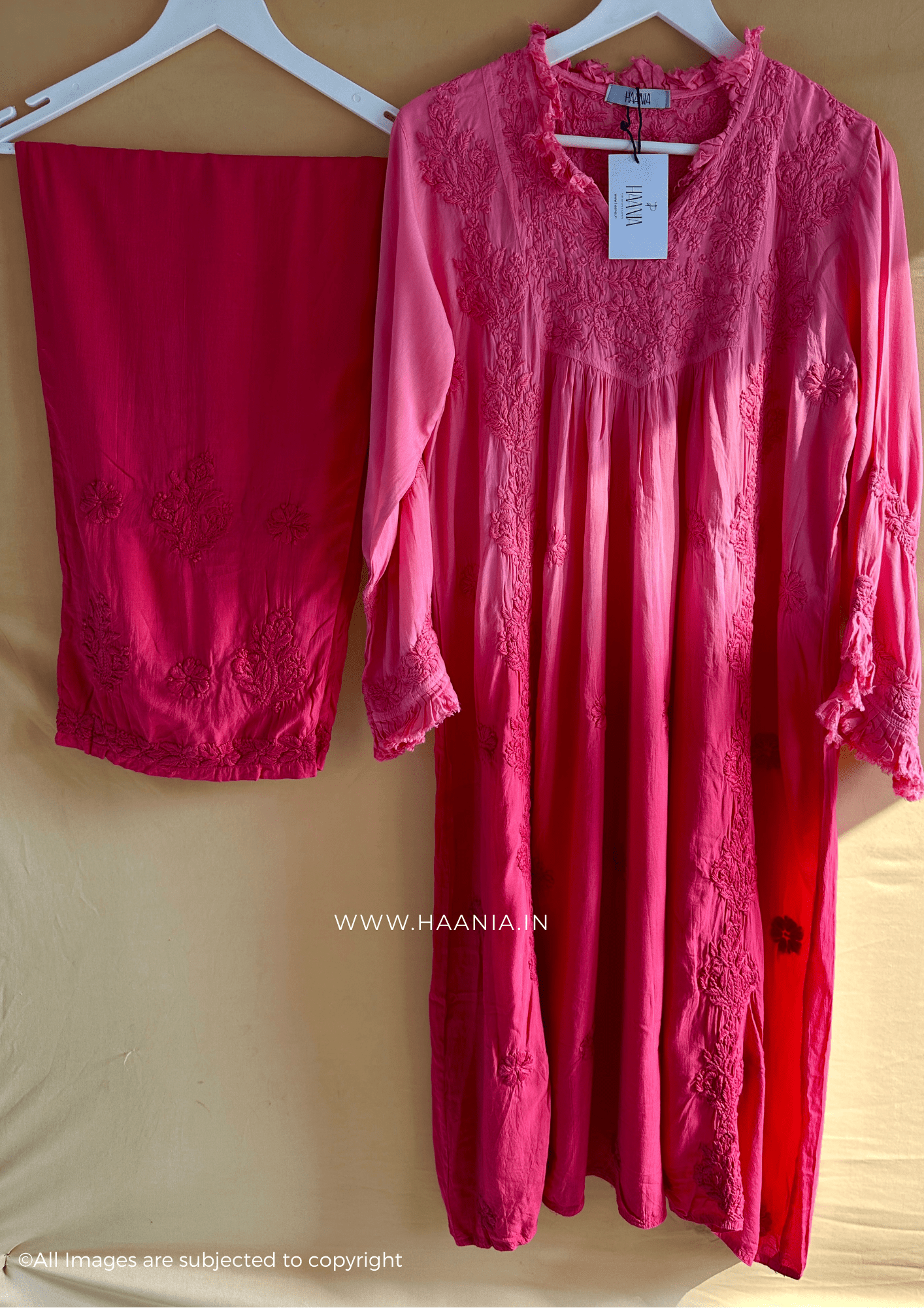 Hues of Pink Premium Muslin Chikankari Kurta Set