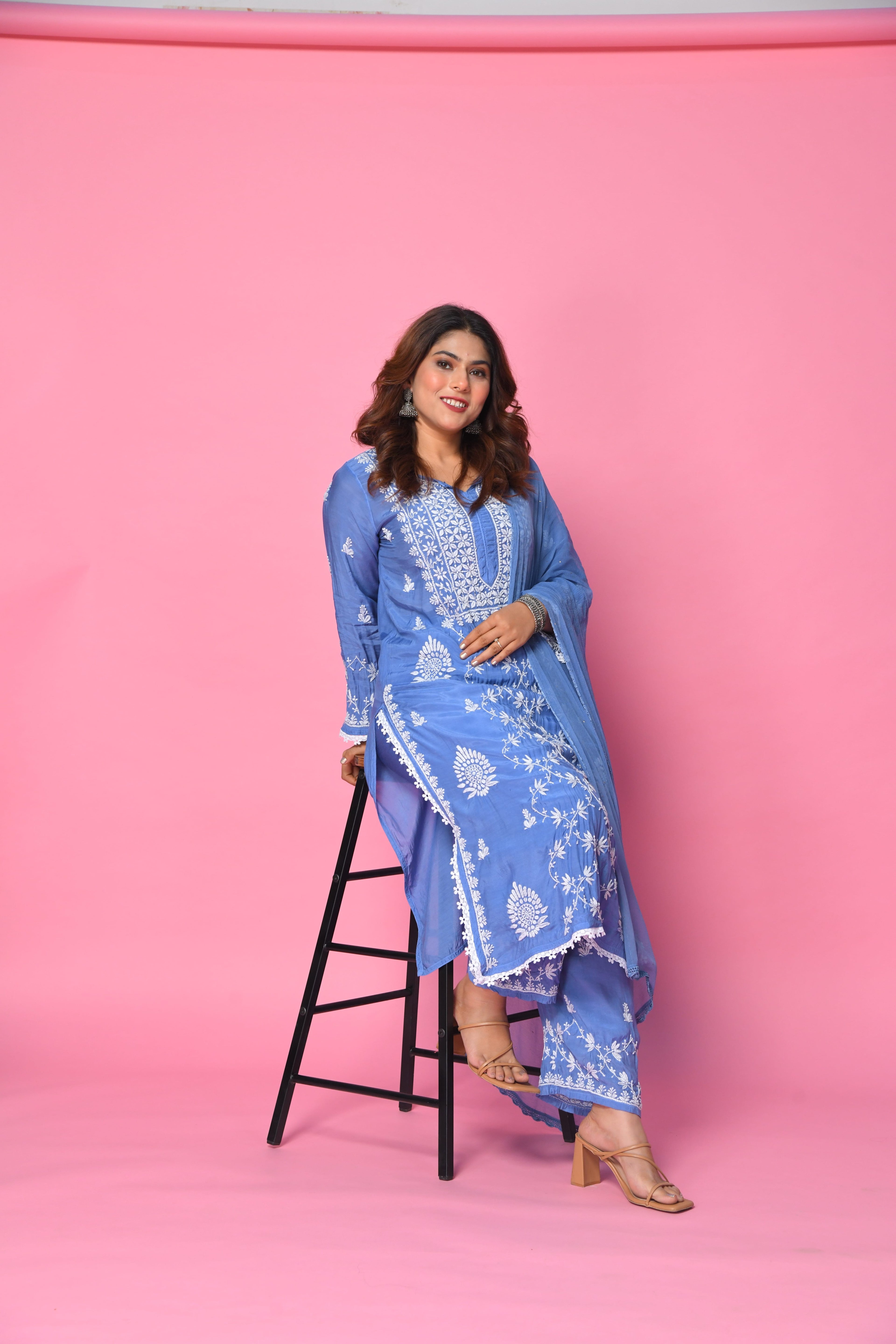 Rubani Handcrafted Chikankari Premium Muslin Suit Set