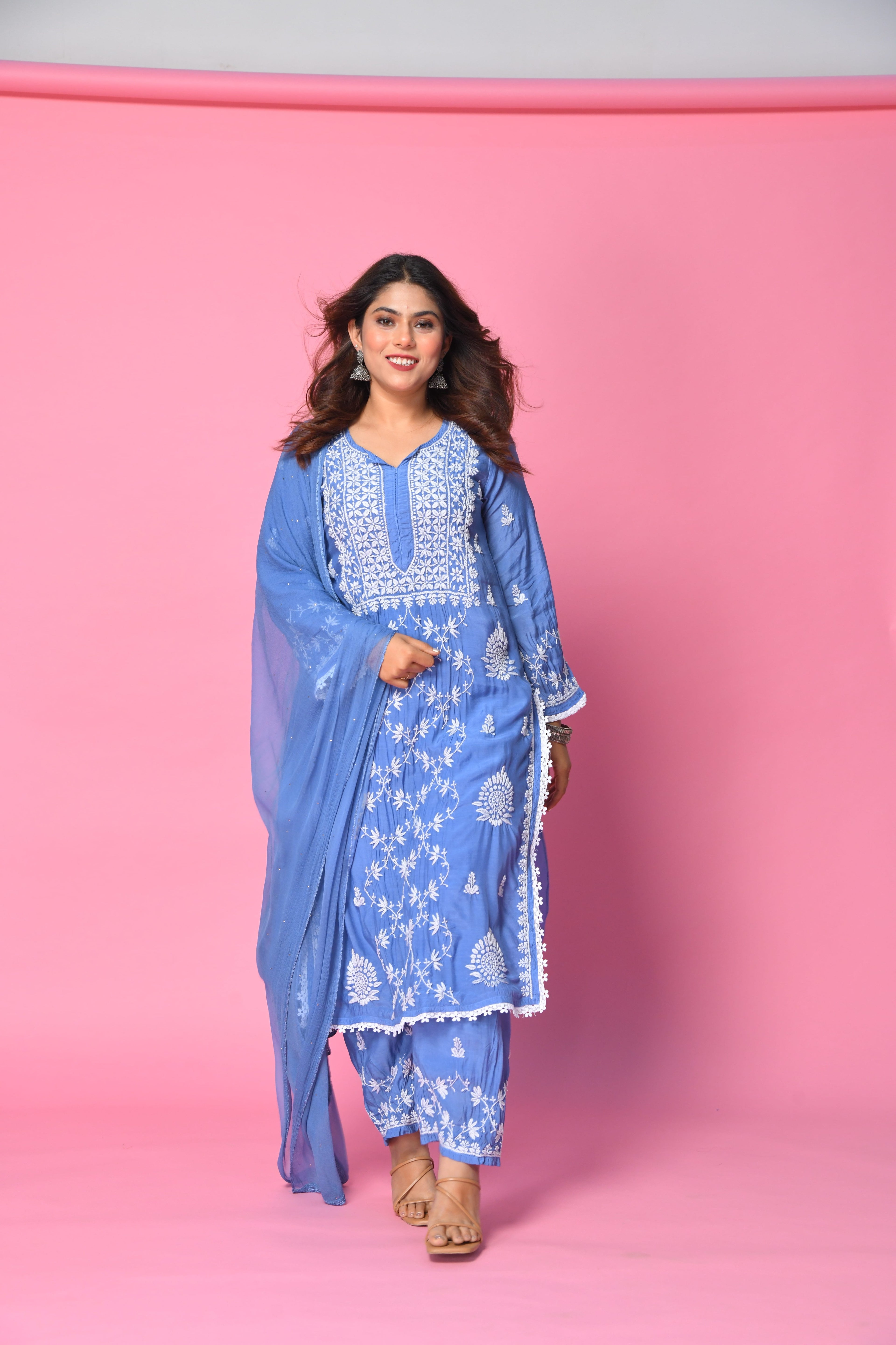 Rubani Handcrafted Chikankari Premium Muslin Suit Set