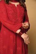 Raina Red Hancrafted Chikankari Double Layer Garara Set