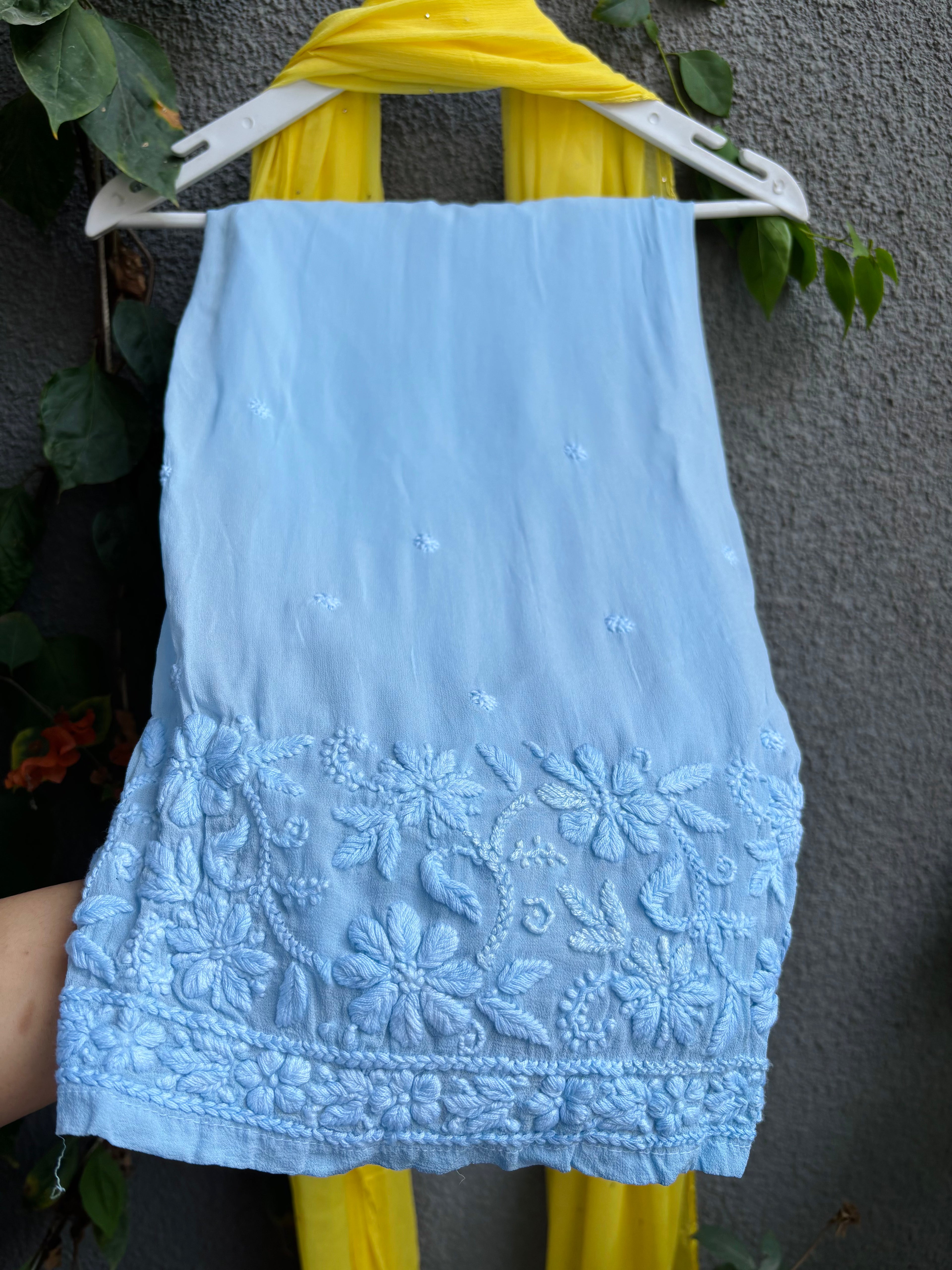 Summery Handcrafted Chikankari Noodle strap Kurta & Suit Set