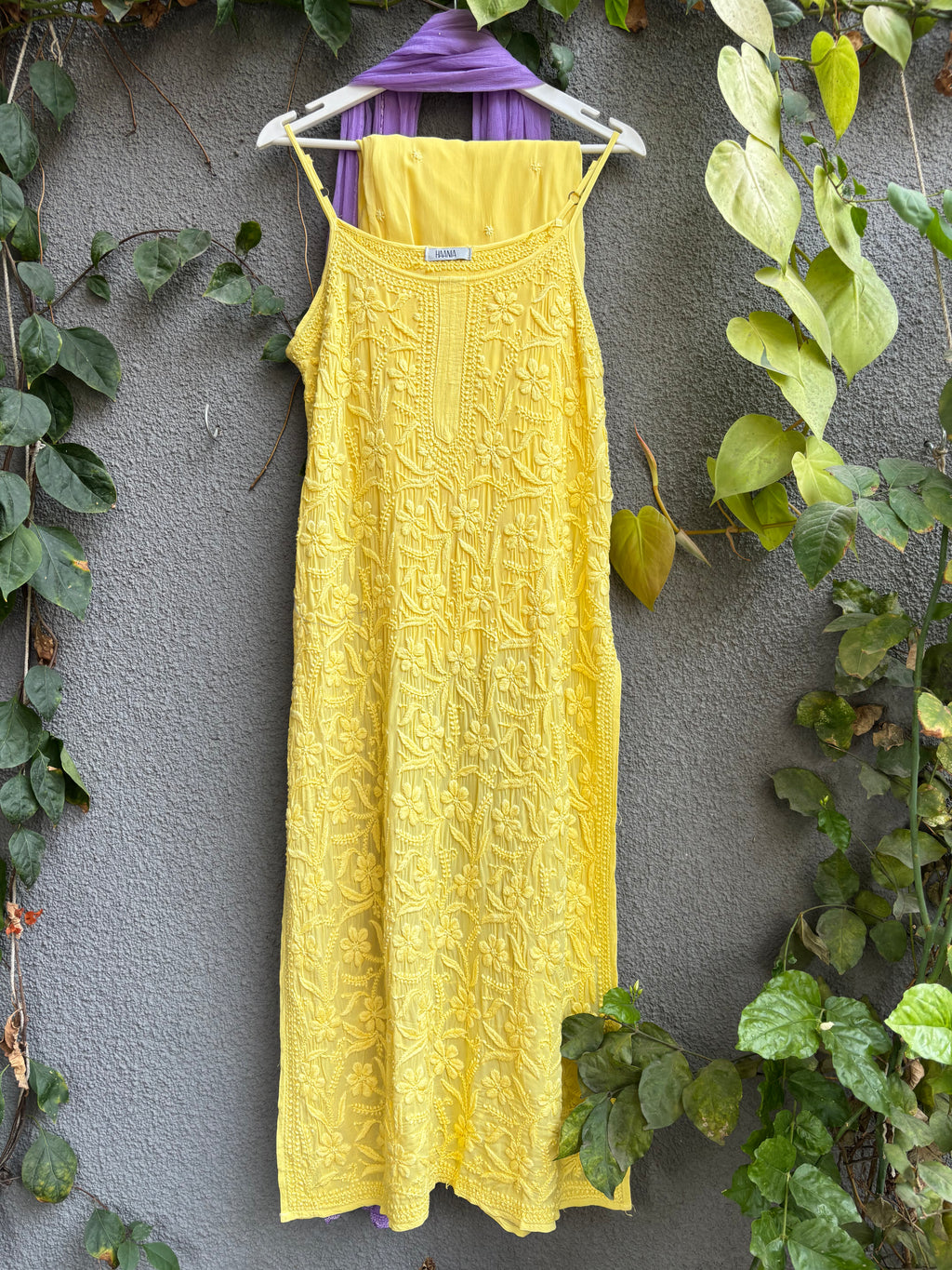 Summery Handcrafted Chikankari Noodle strap Kurta & Suit Set