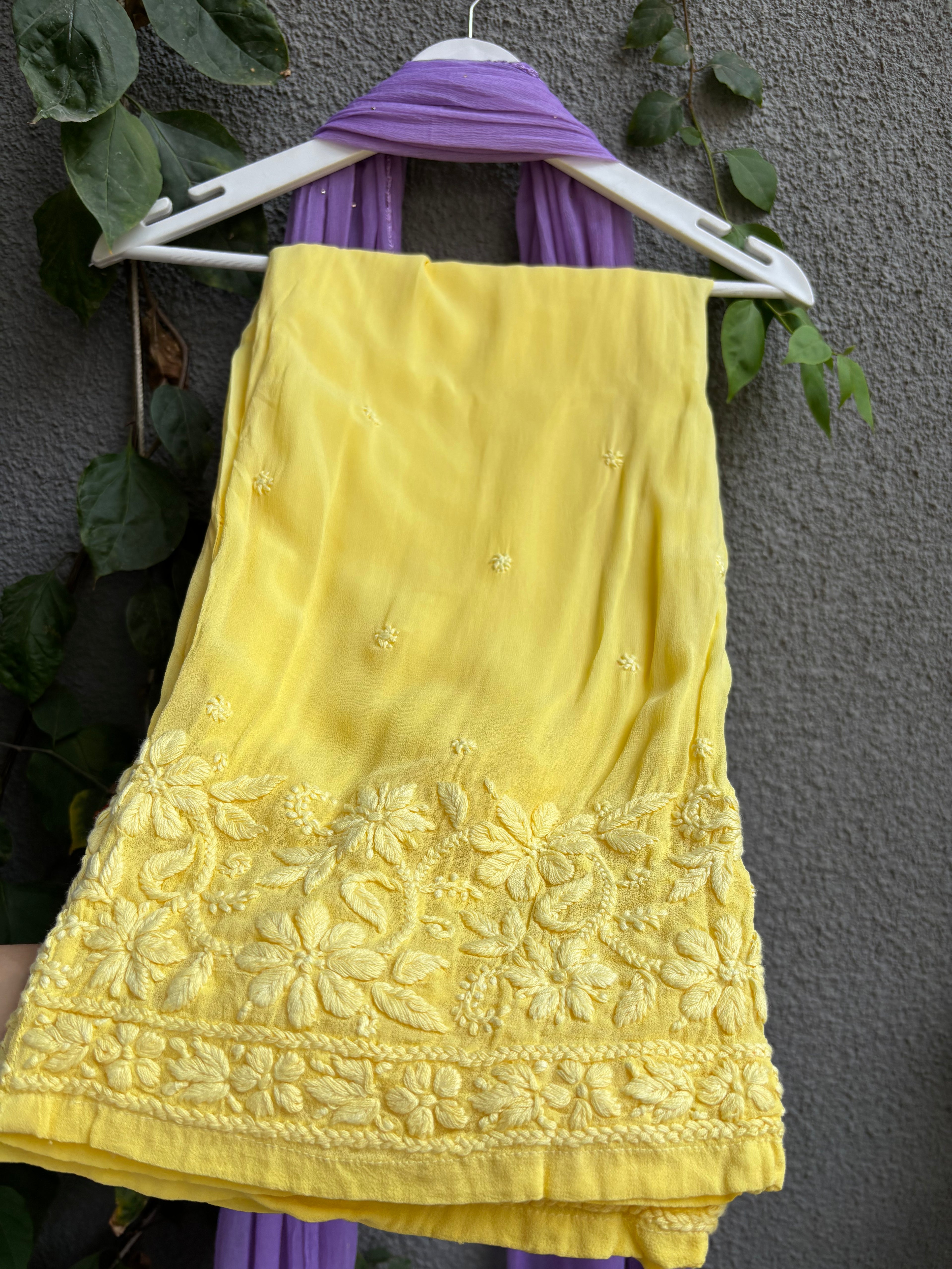 Summery Handcrafted Chikankari Noodle strap Kurta & Suit Set