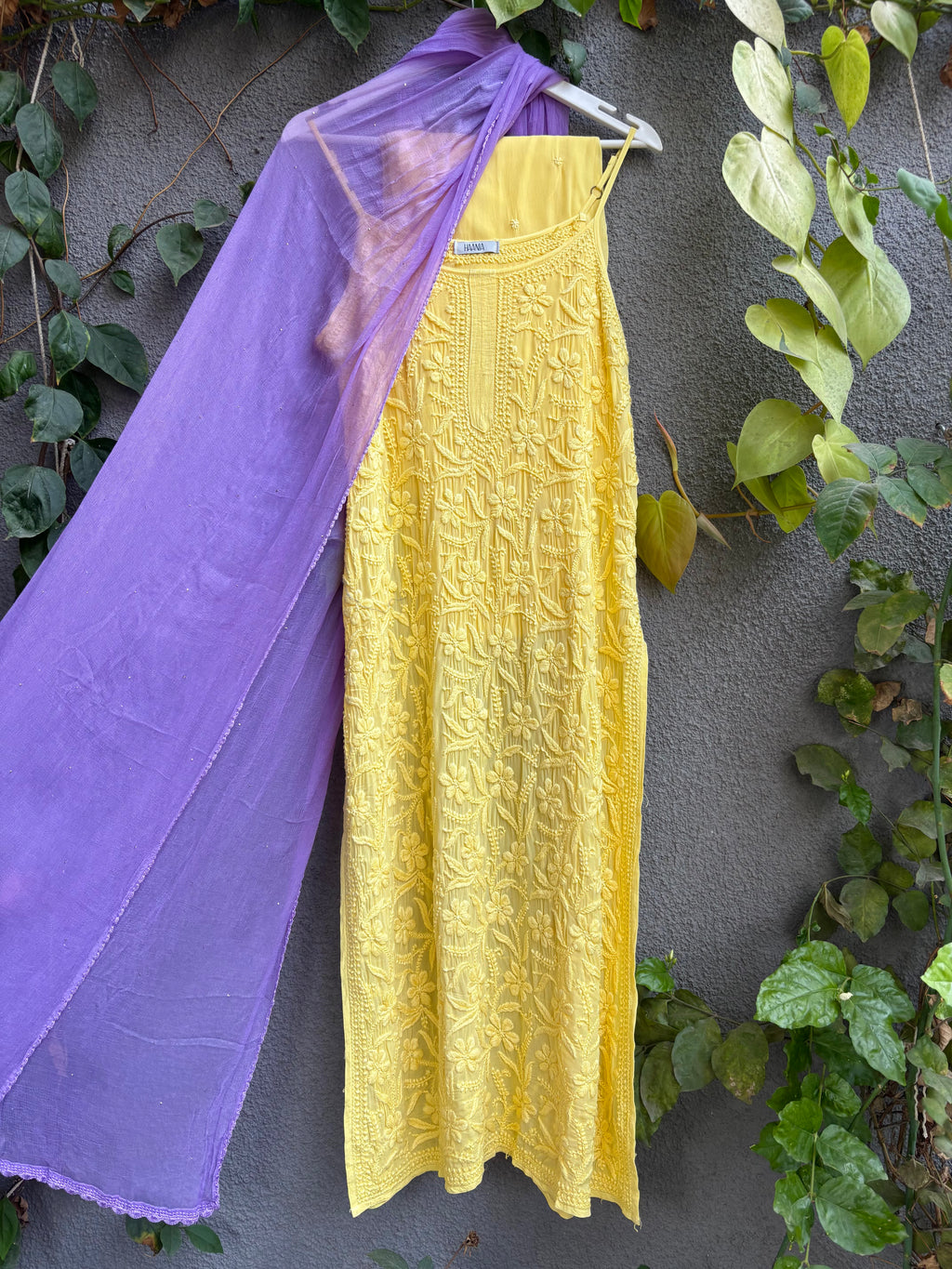 Summery Handcrafted Chikankari Noodle strap Kurta & Suit Set