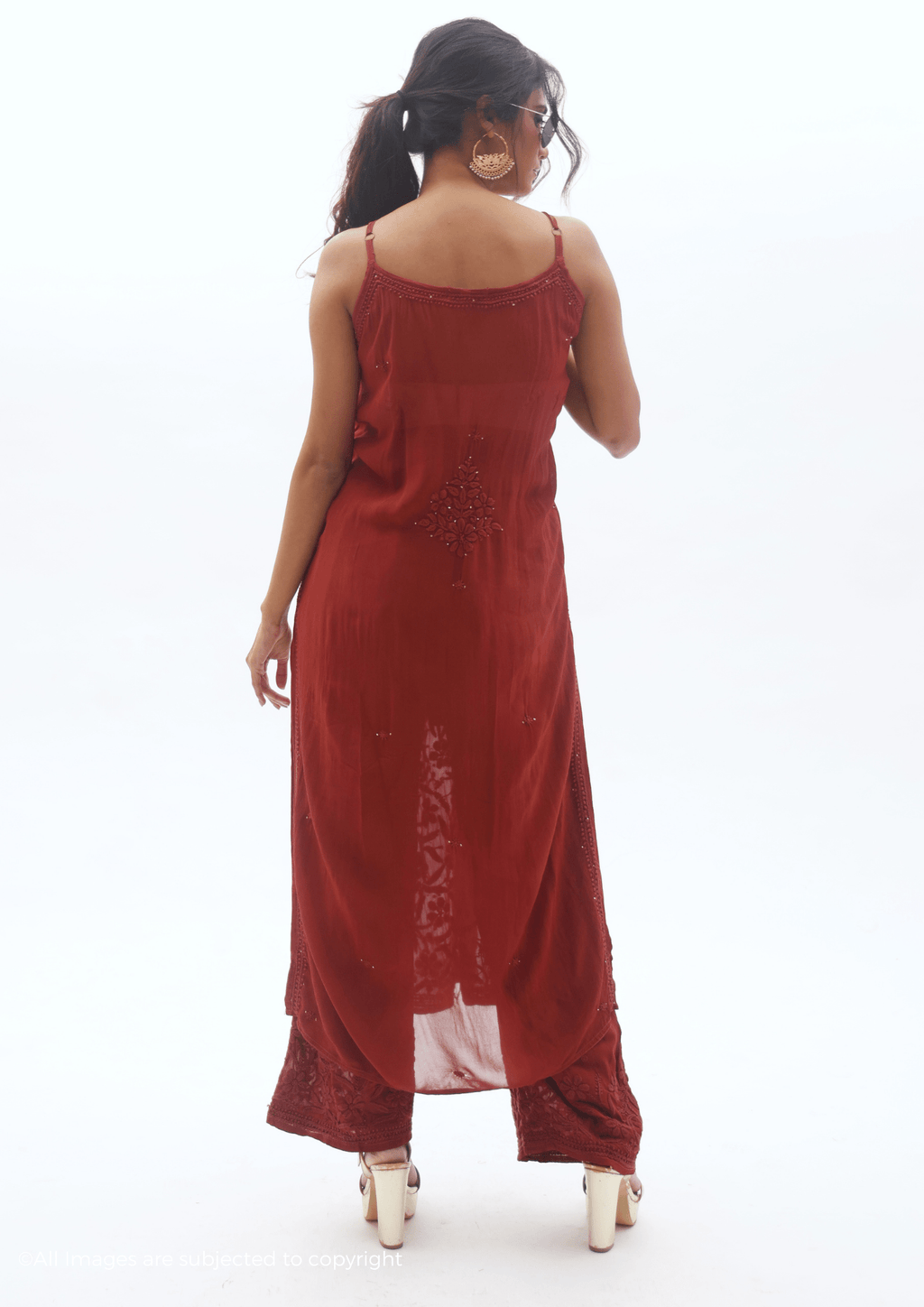 Diva Chikankari Mukaish Noodle Strap Suit Set