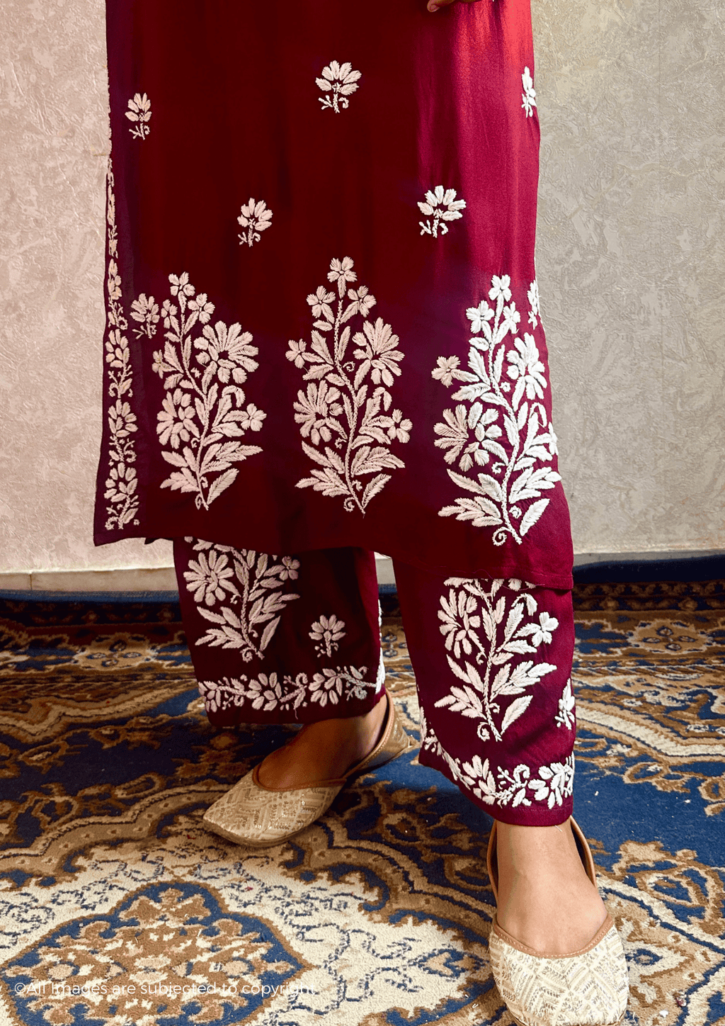 Khushboo Chikankari Noodle Strap Modal Cotton Suit Set