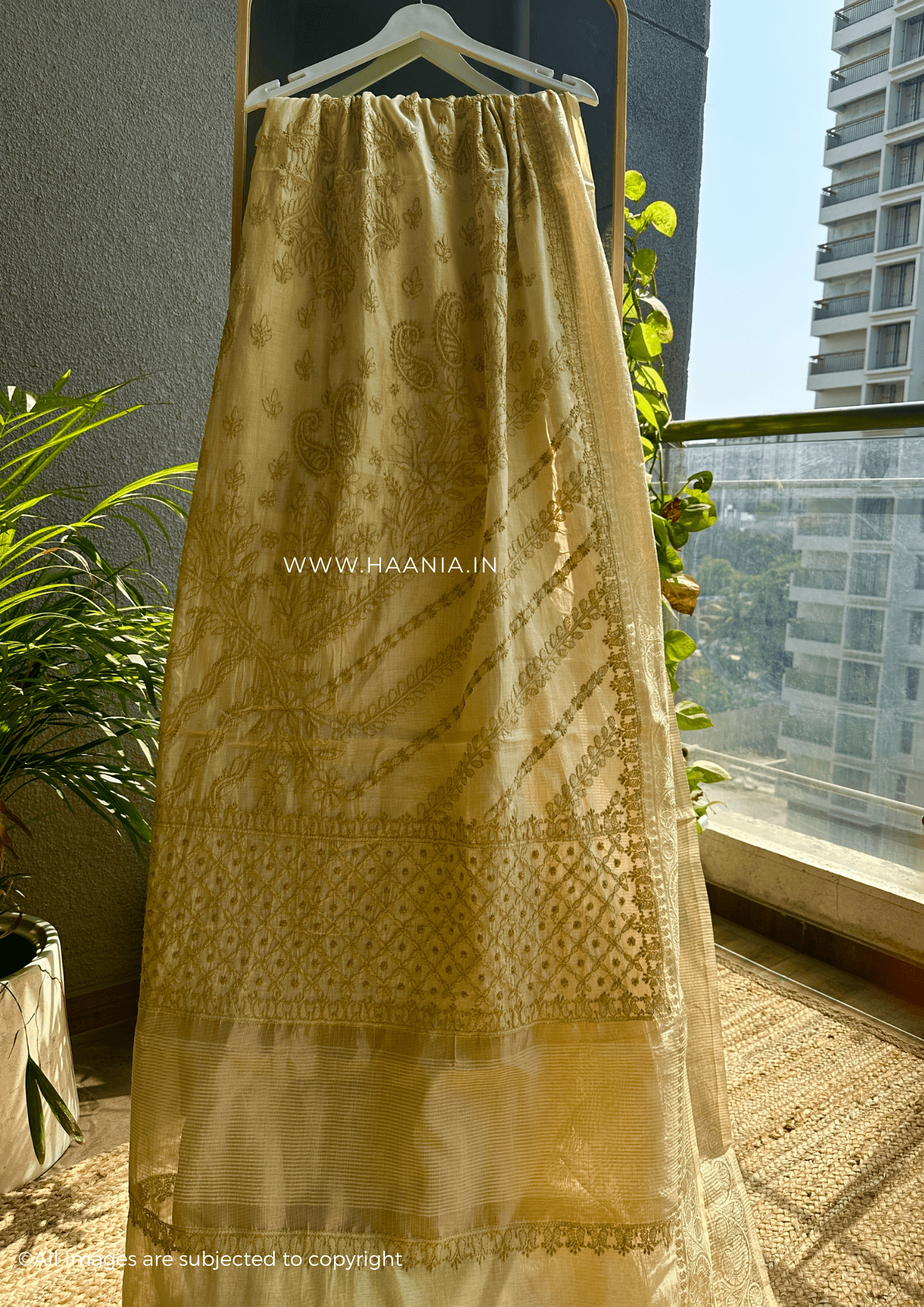 Chandani Handcrafted Chikankari Chanderi Saree
